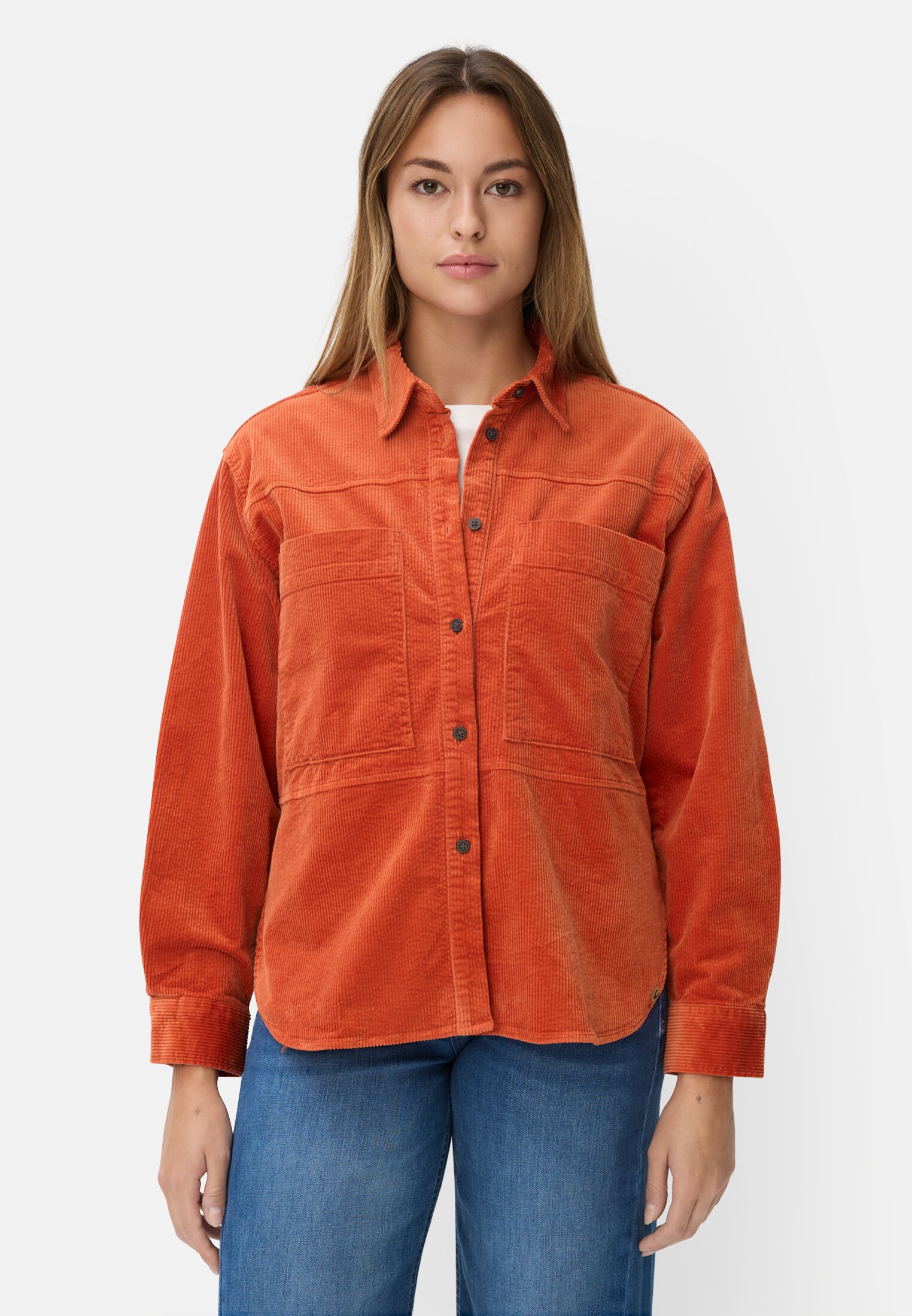 Vrouwen Oversized blouse met overhemdkraag Oranje gedragen voor