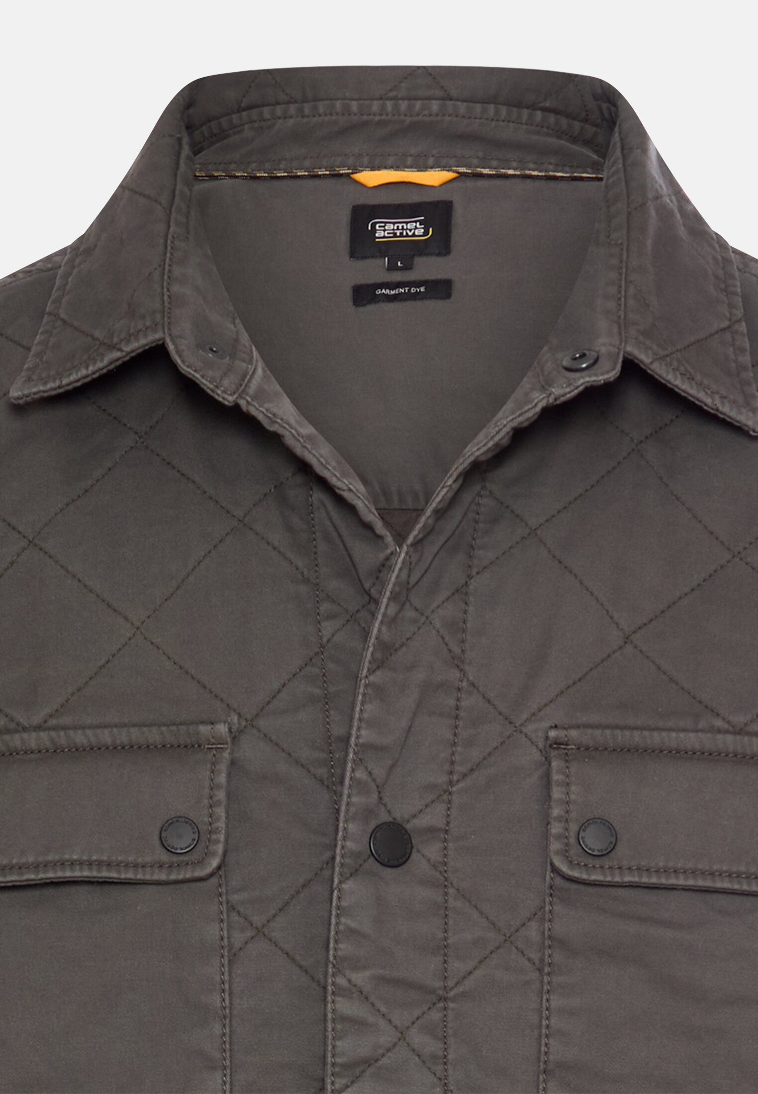 Herren Overshirt mit Rautenmuster Graphitgrau vorne nah