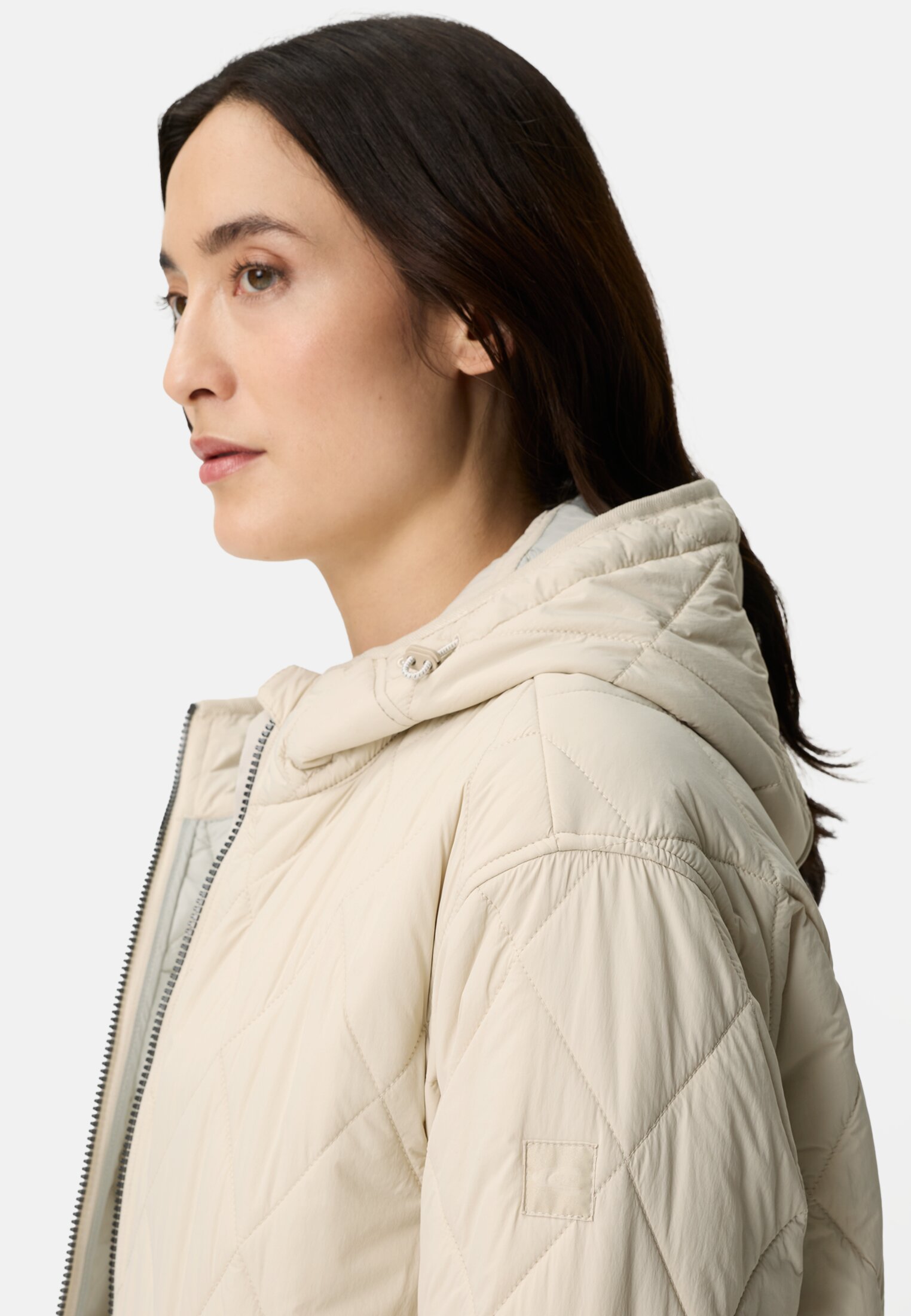 Damen Mantel mit Taschen Eiche getragen detailliert nah