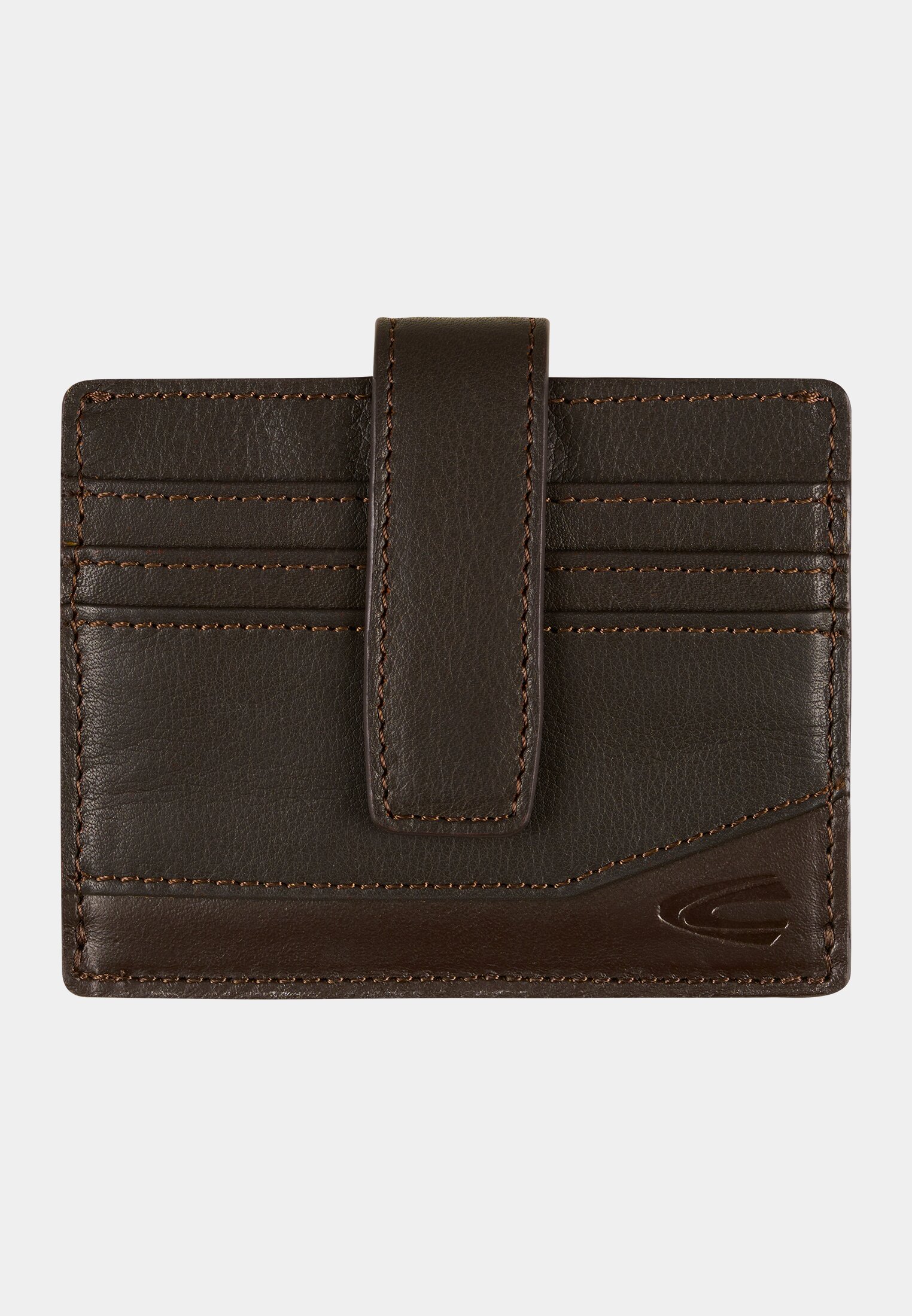 Men Card wallet made of genuine leather Brown frontal front