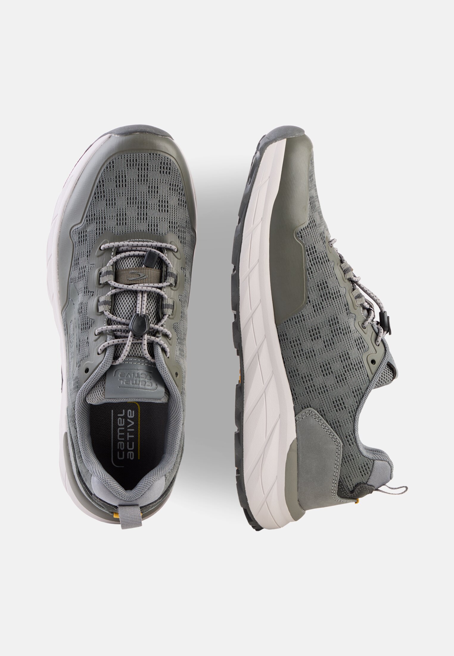 Heren Casual sneaker met snelsluiting Grijs frontaal van boven