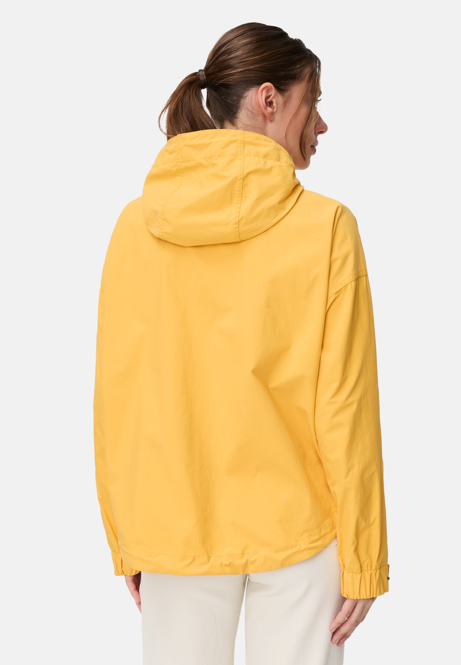 Women Blouson with 2-way zipper Yellow worn back