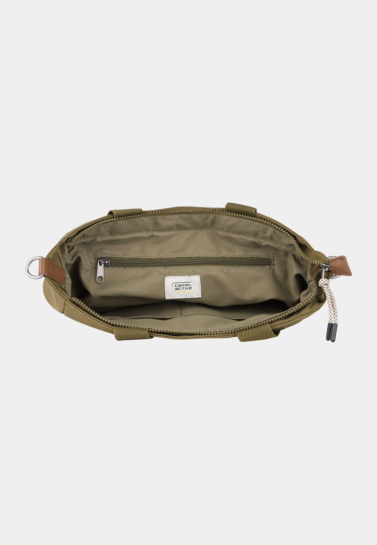 Damen AURUM  Zip Tote Bag mit abnehmbarem Schulterriemen Dunkelgrün vorne nah