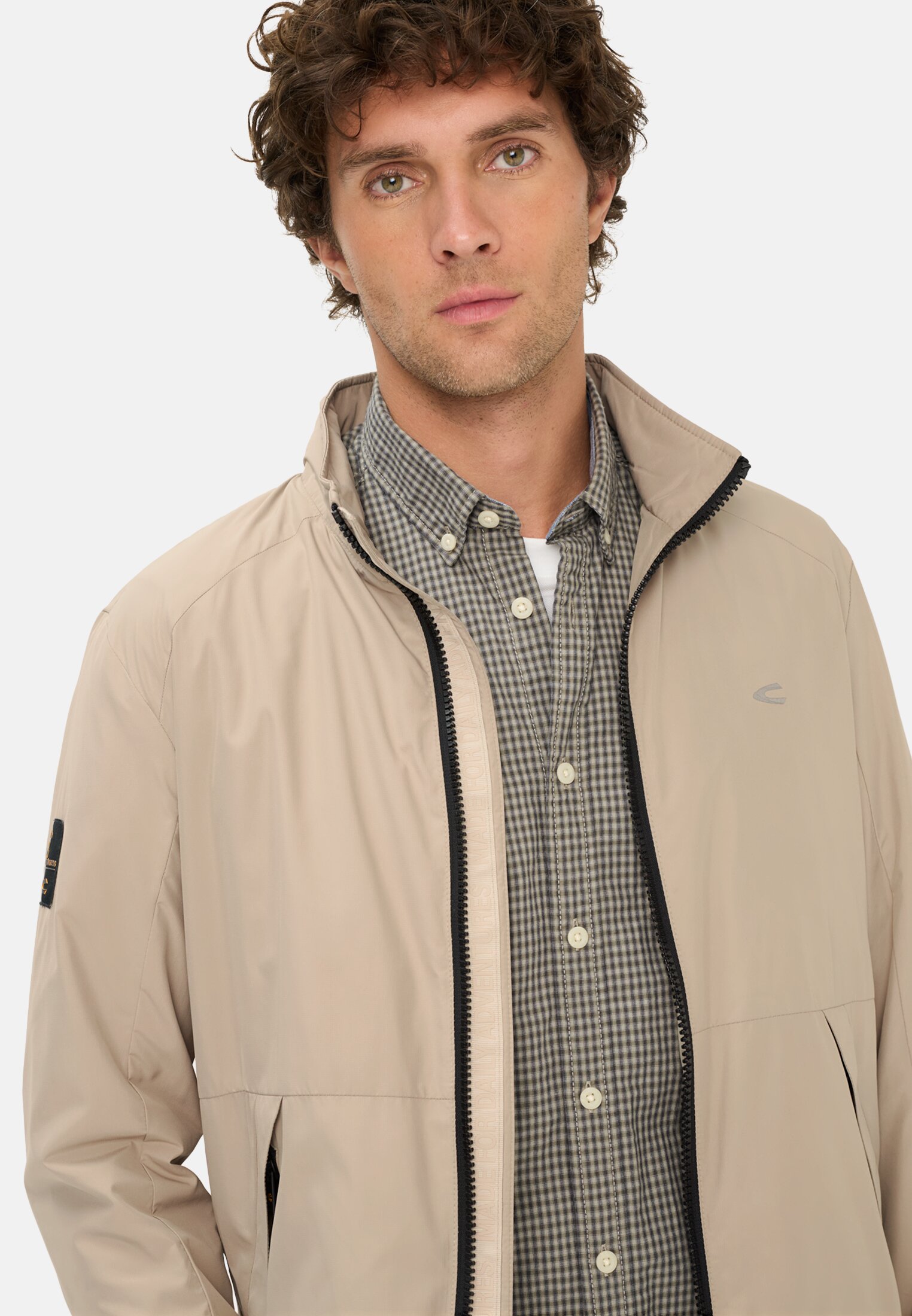 Heren Waterafstotende blouson met binnenvoering Beige gedragen emotional