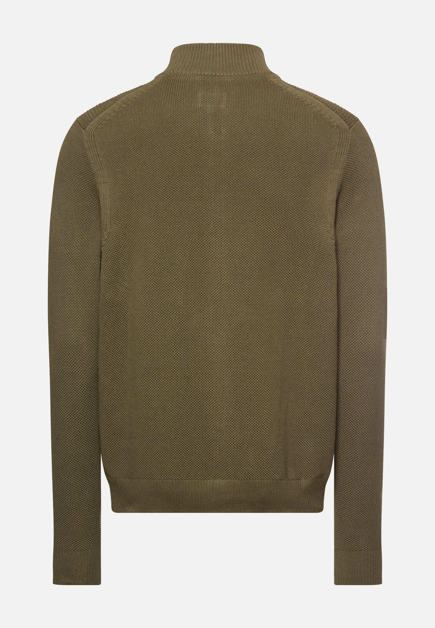 Heren Gebreid vest met opstaande kraag Olijfgroen frontaal achter