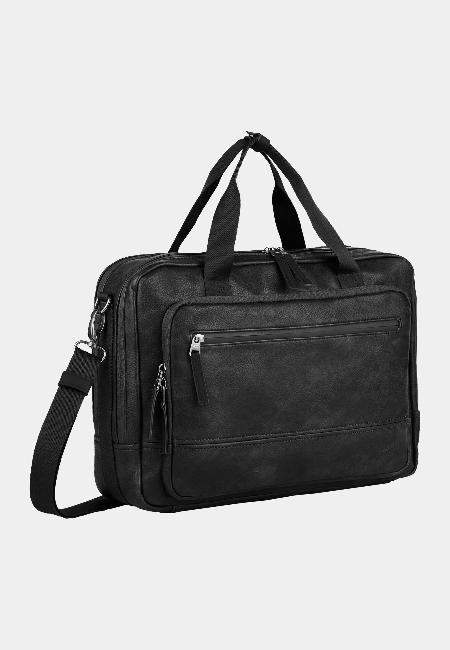 Herren TRACES Business Tasche mit gepolstertem Laptopfach Schwarz frontal vorn