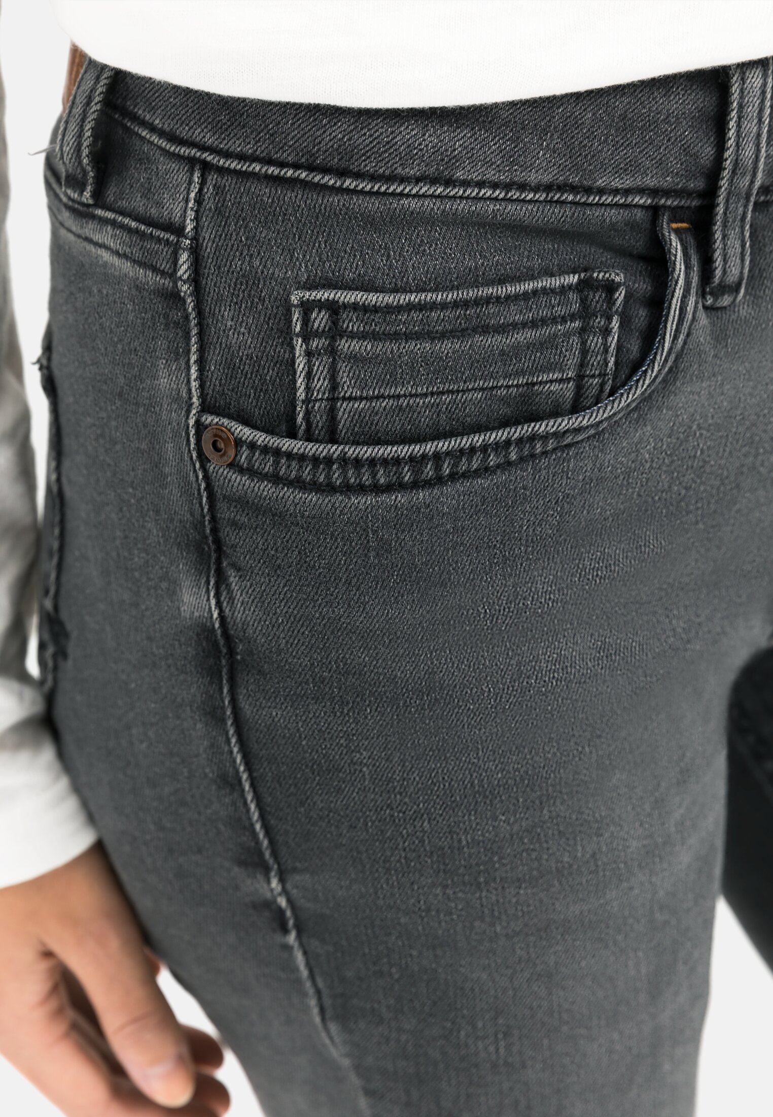 Women Slim Fit Denim Grey worn detail close