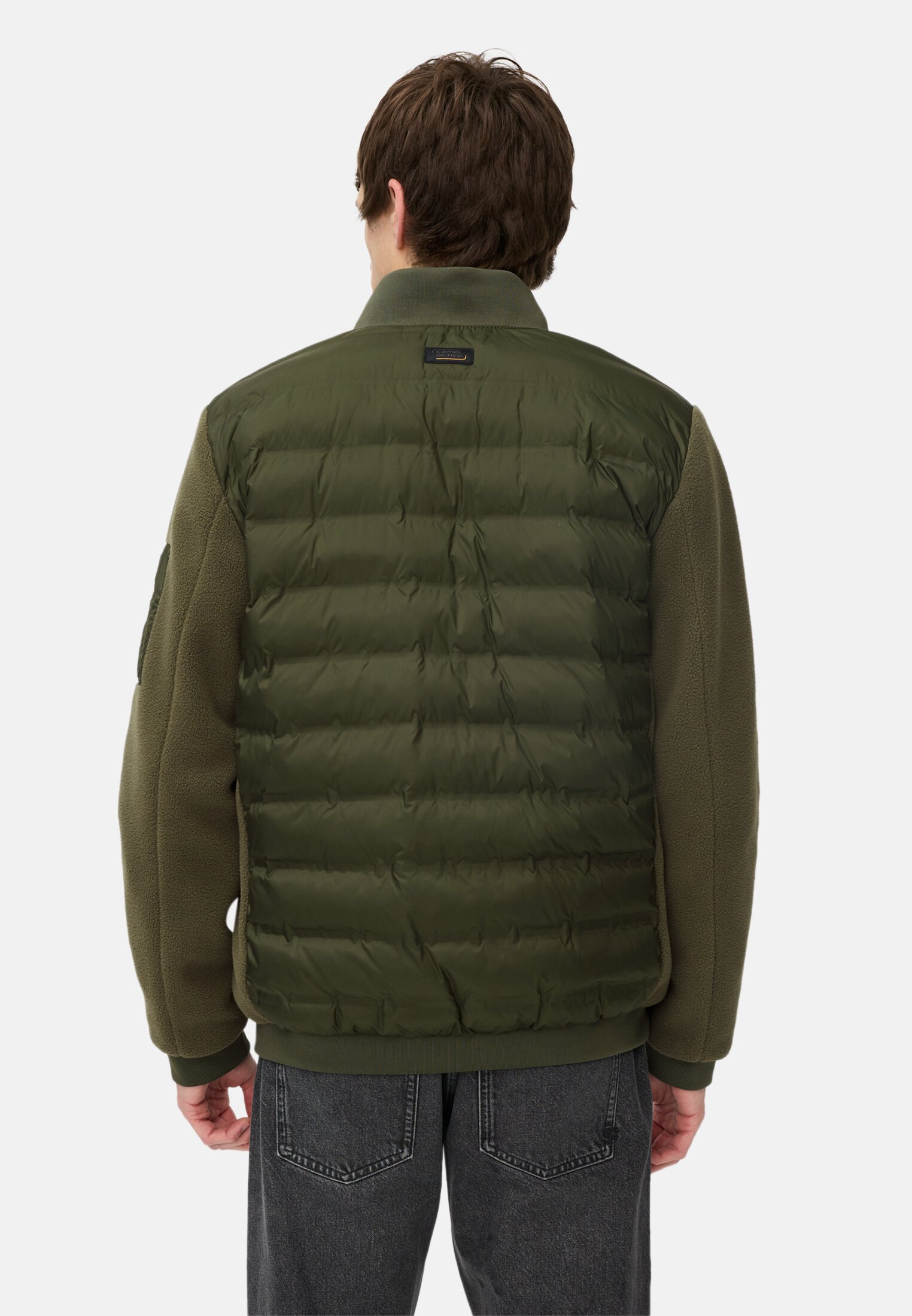 Herren Blouson im Stepp-Fleece-Mix Waldgrün getragen hinten