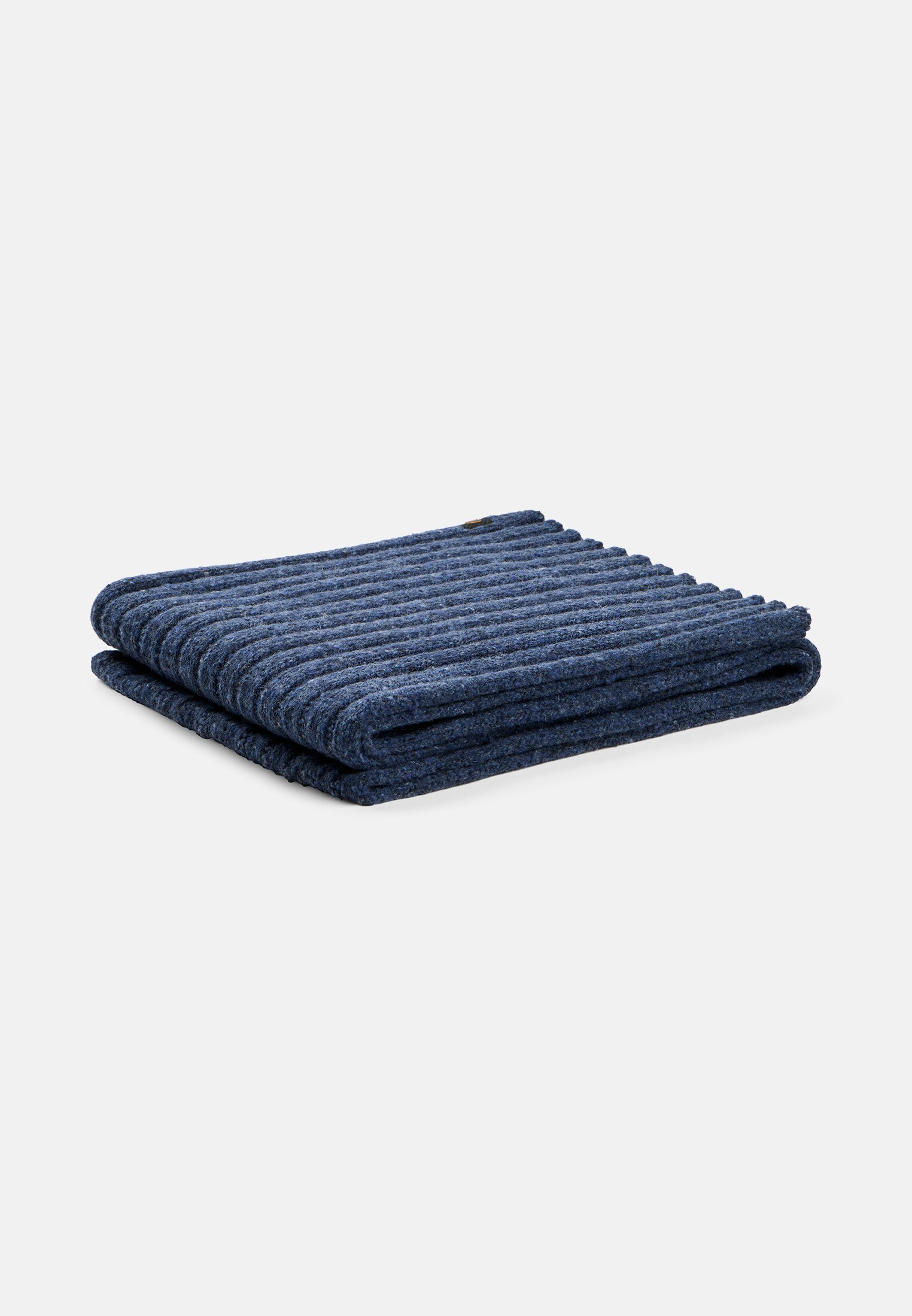 Heren Gebreide sjaal van wolmix marineblauw frontaal van boven