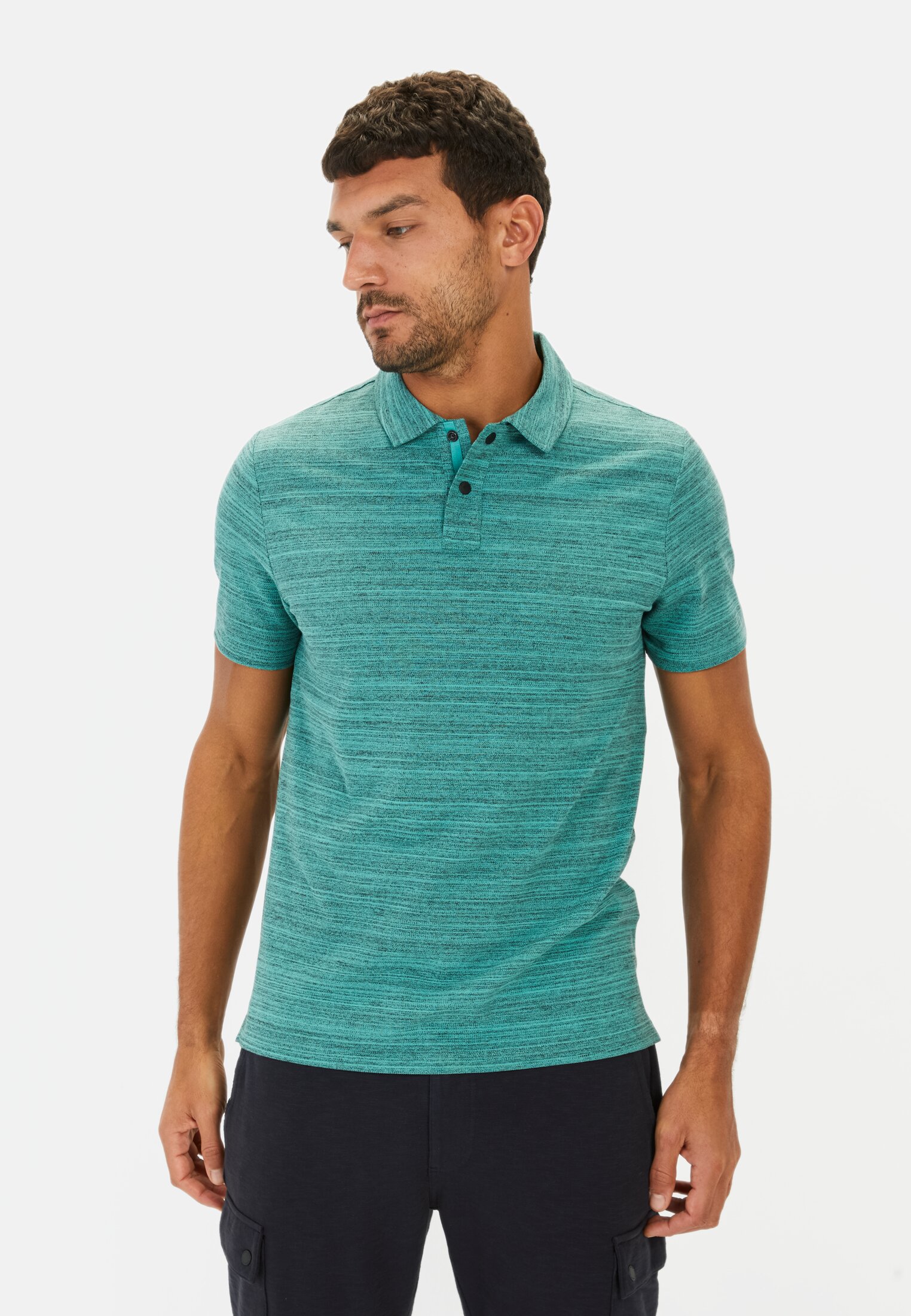 Men Short-sleeved polo shirt with cooling effect Green worn front