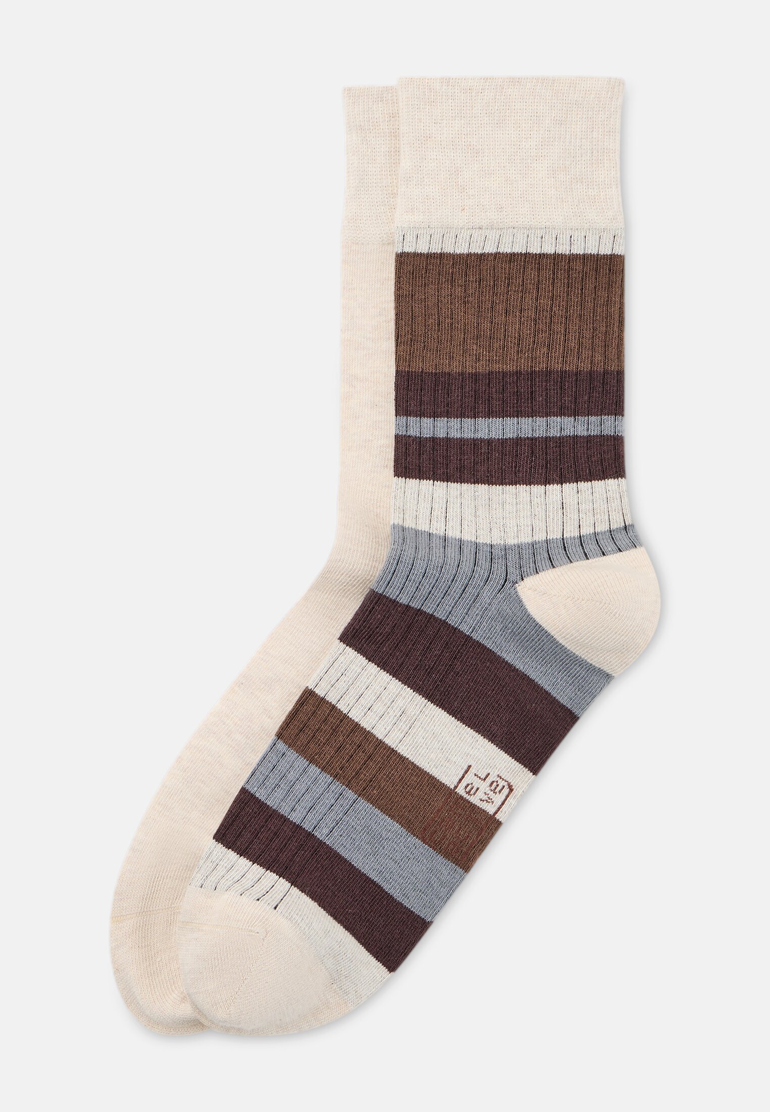 Herren Socken im 2er-Pack mit Baumwollmix Beige frontal vorn
