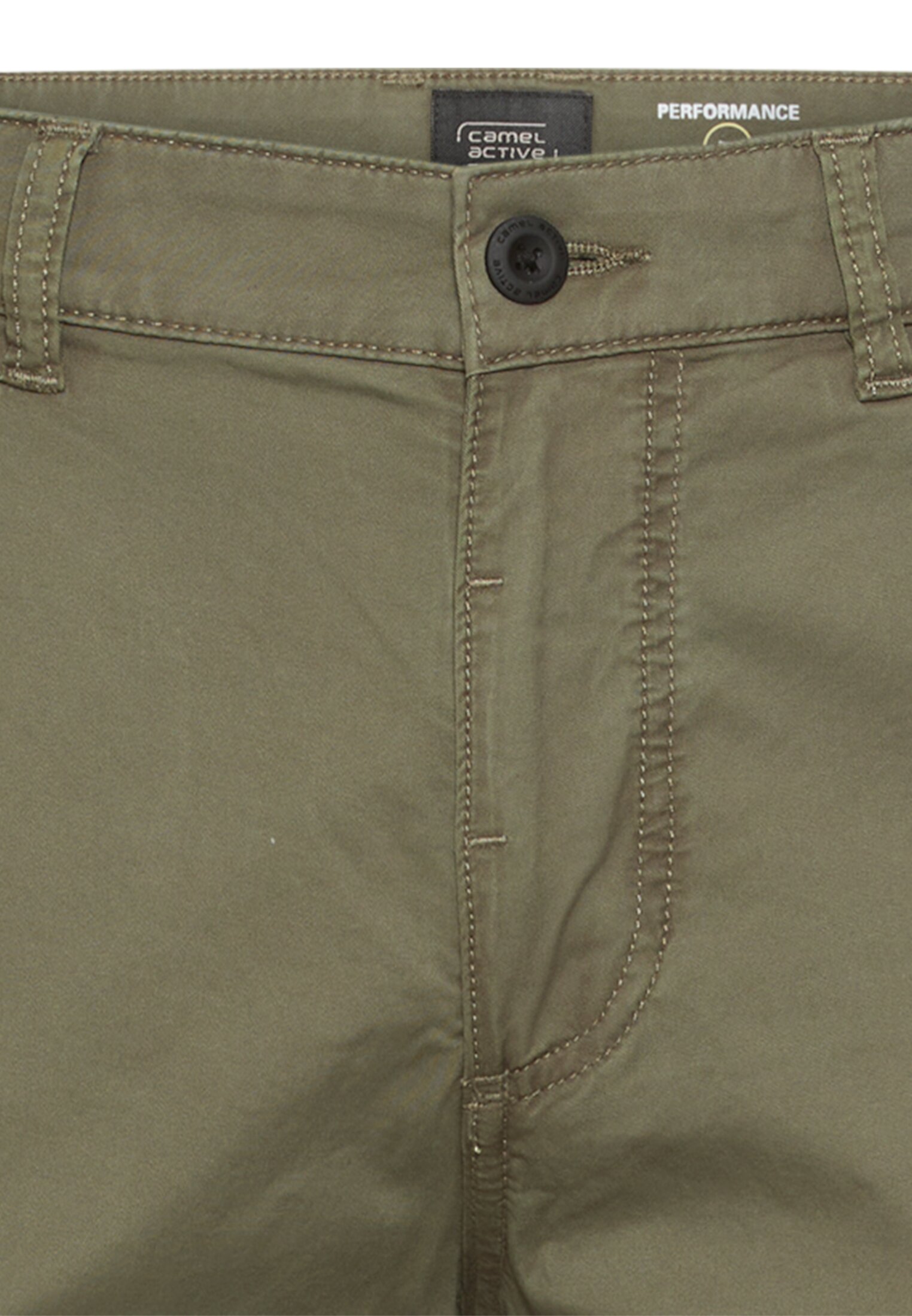 Herren Bermuda Shorts mit Reißverschluss Olivgrün vorne nah