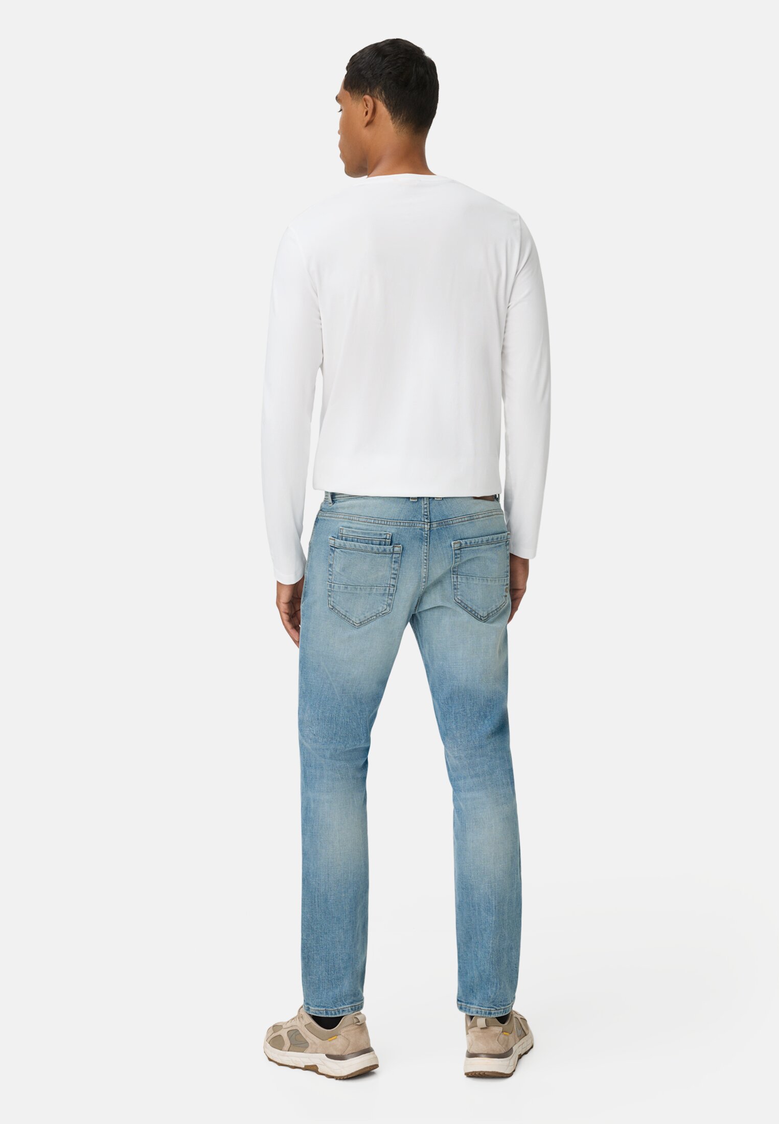 Men fleXXXactive® Jeans 5-Pocket Regular Fit Pants Pale blue worn back
