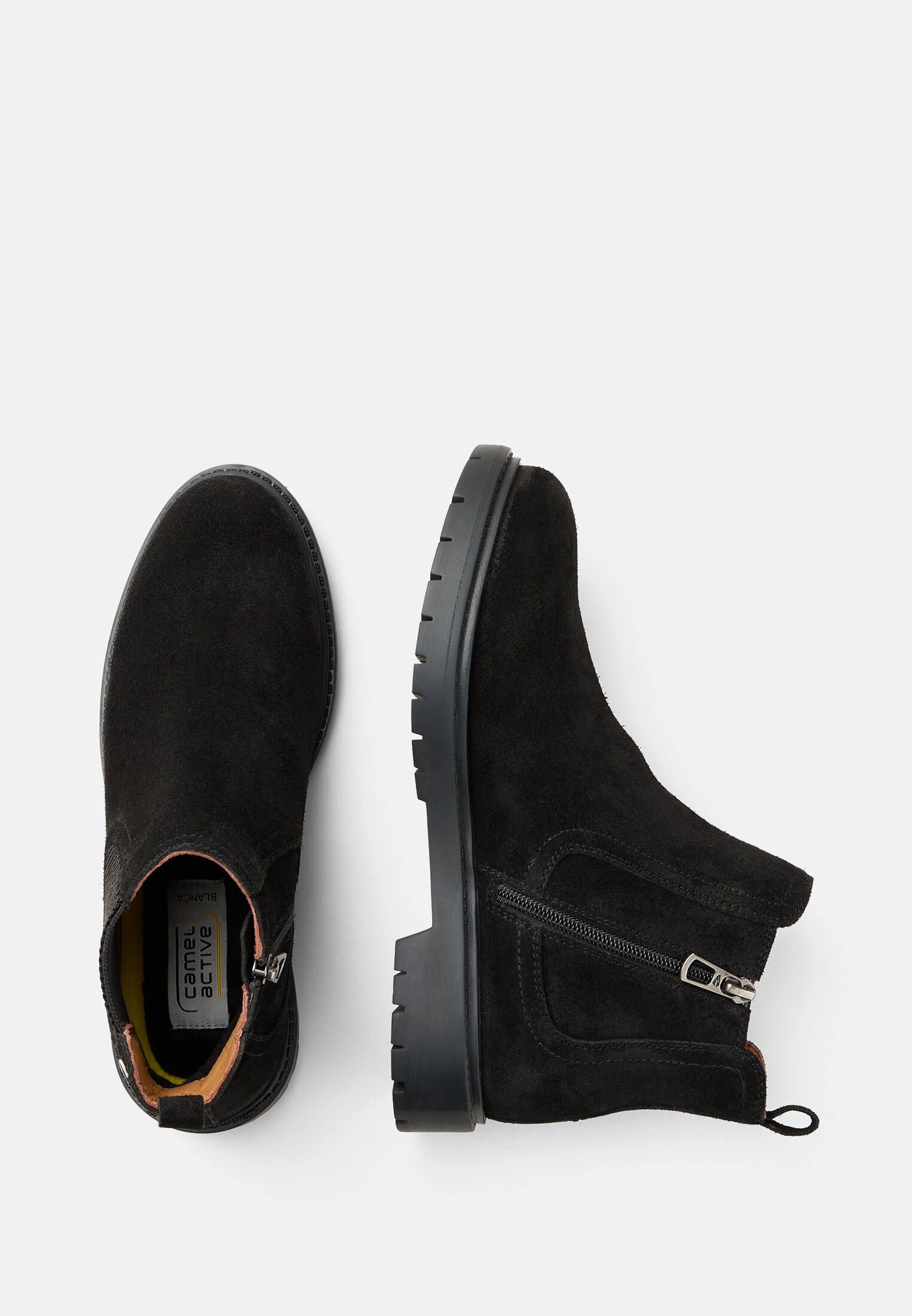 Damen Chelsea Boot aus echtem Leder Schwarz frontal oben