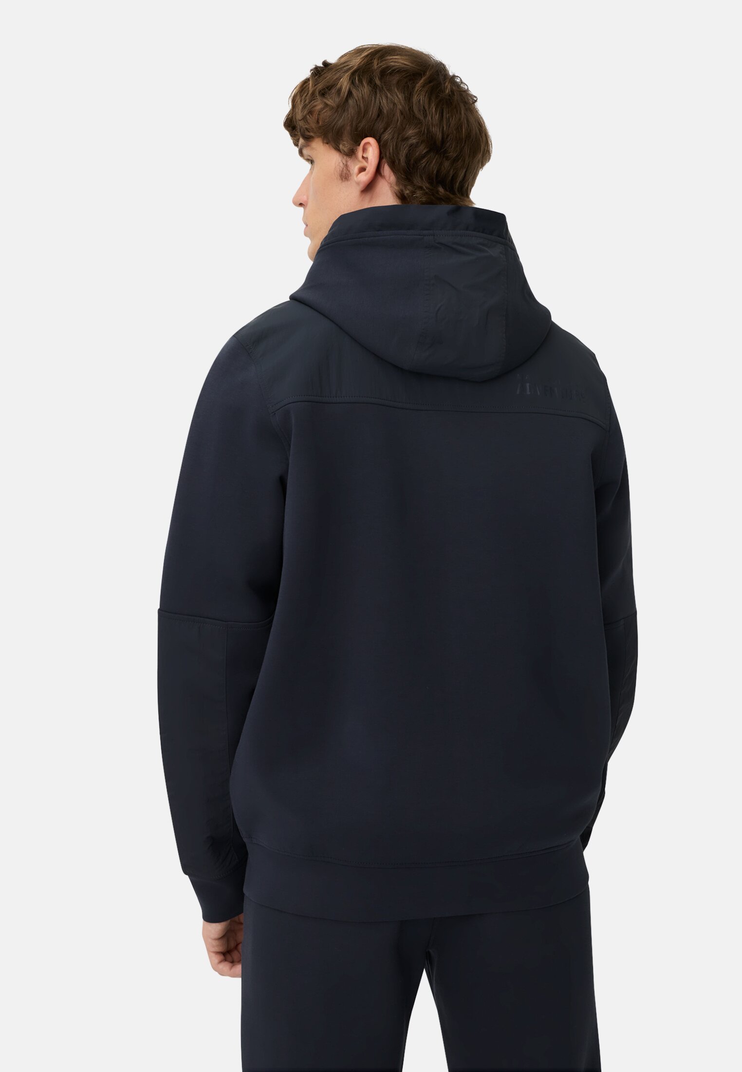 Men Sweat jacket with 4-way stretch and contrasting details Navy blue worn back
