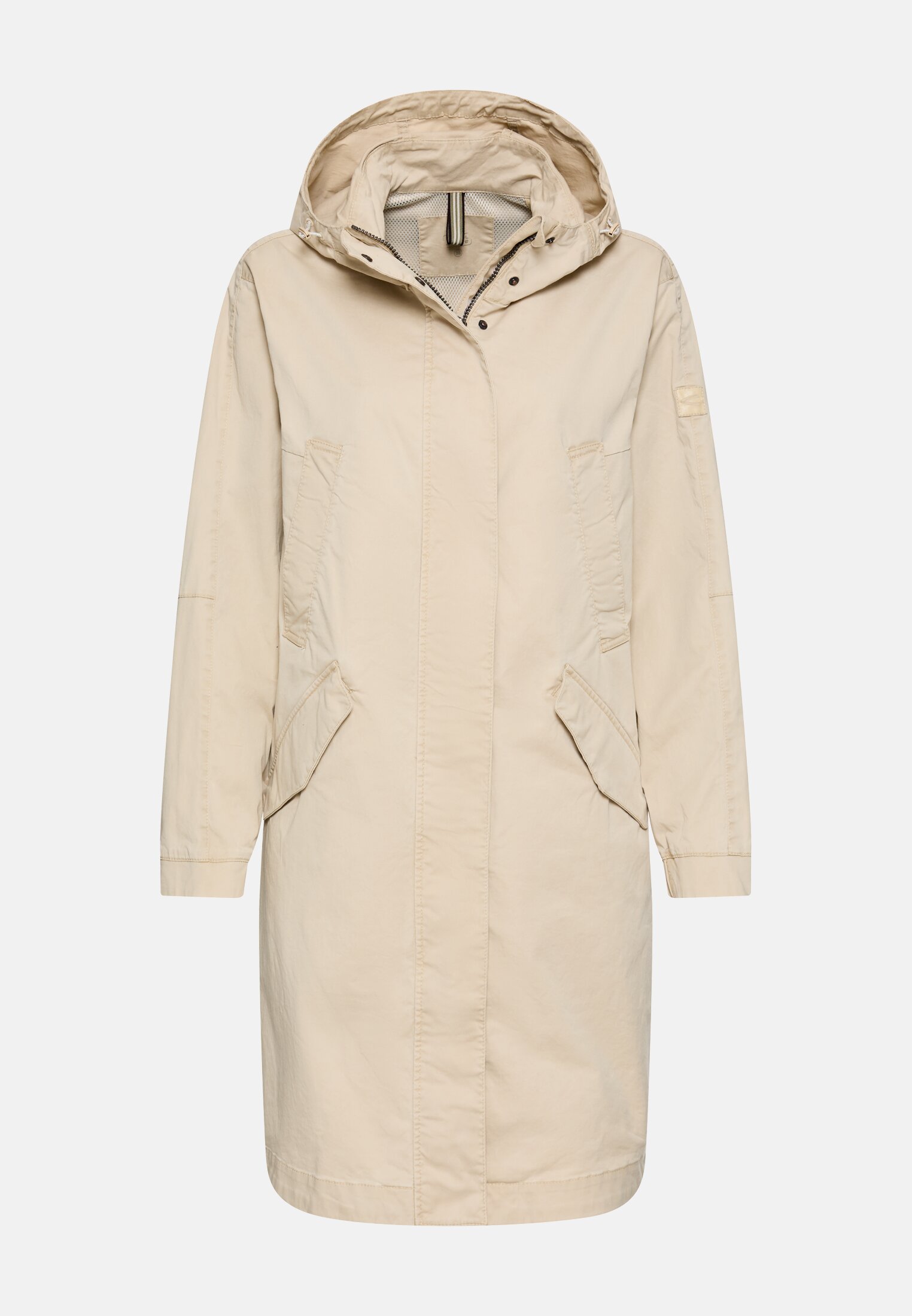 Women Coat with adjustable hood Sand frontal front