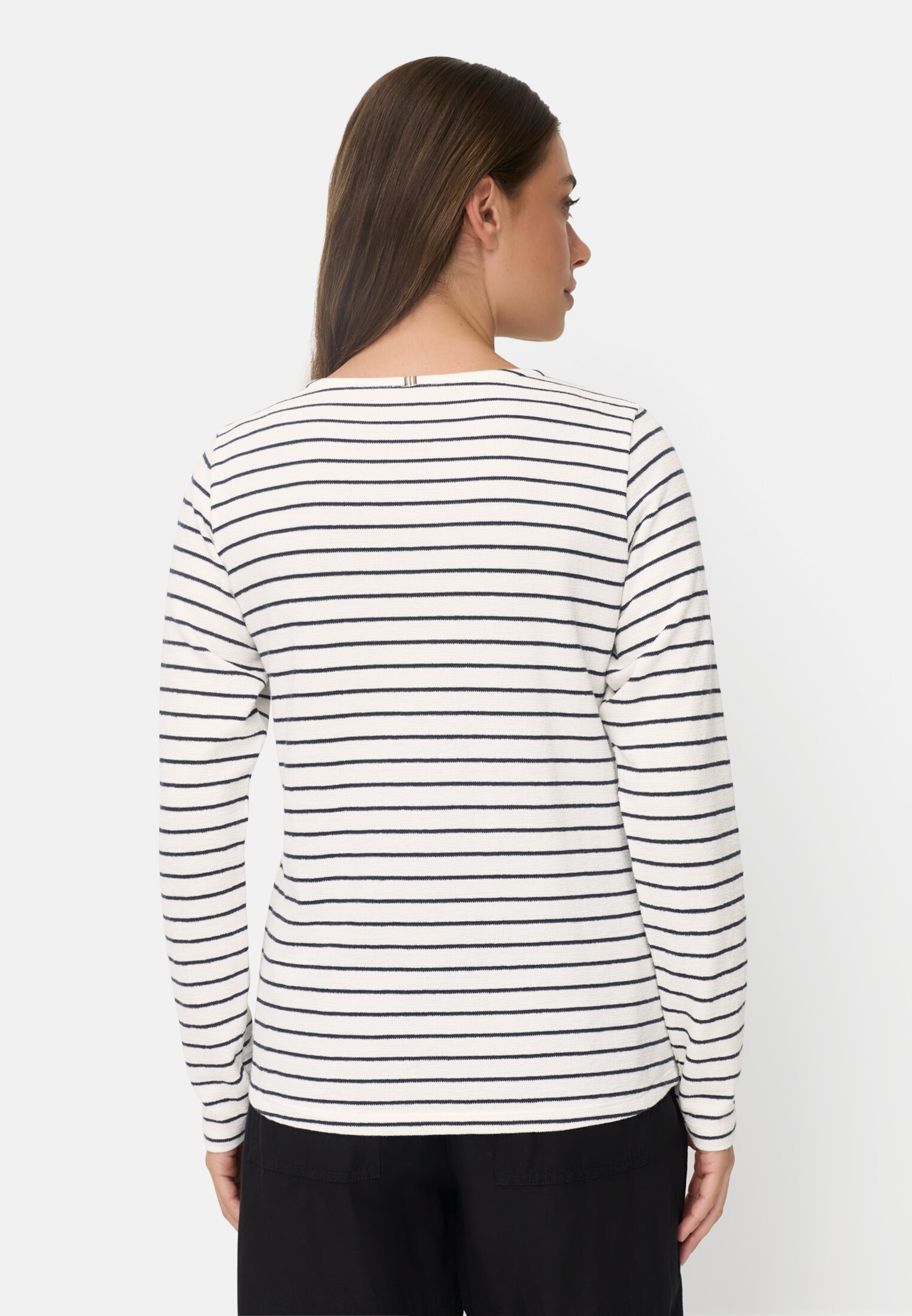 Women Jersey shirt with side slits Milky white worn back