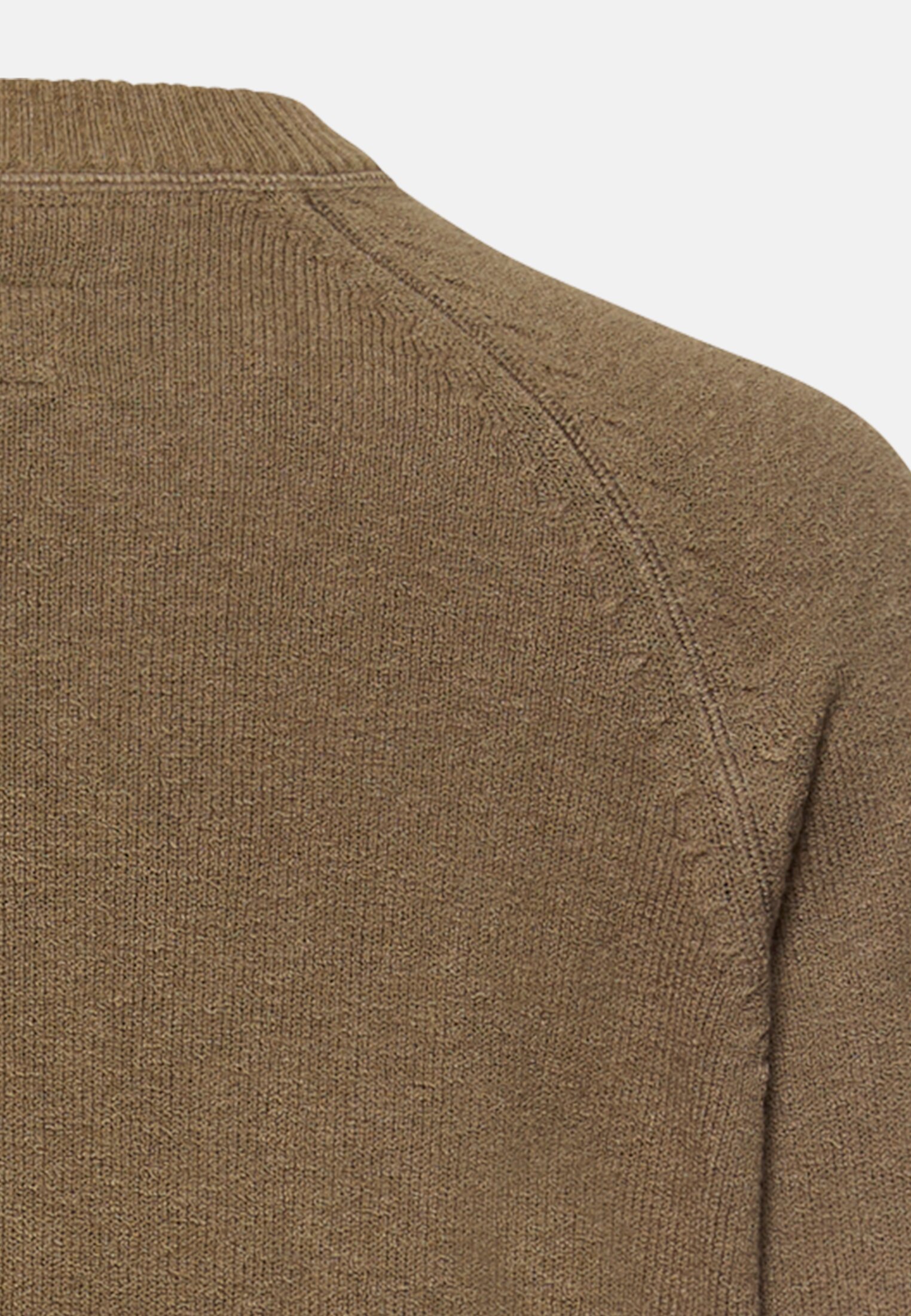 Heren Trui met ronde hals Olijfgroen achter dichtbij