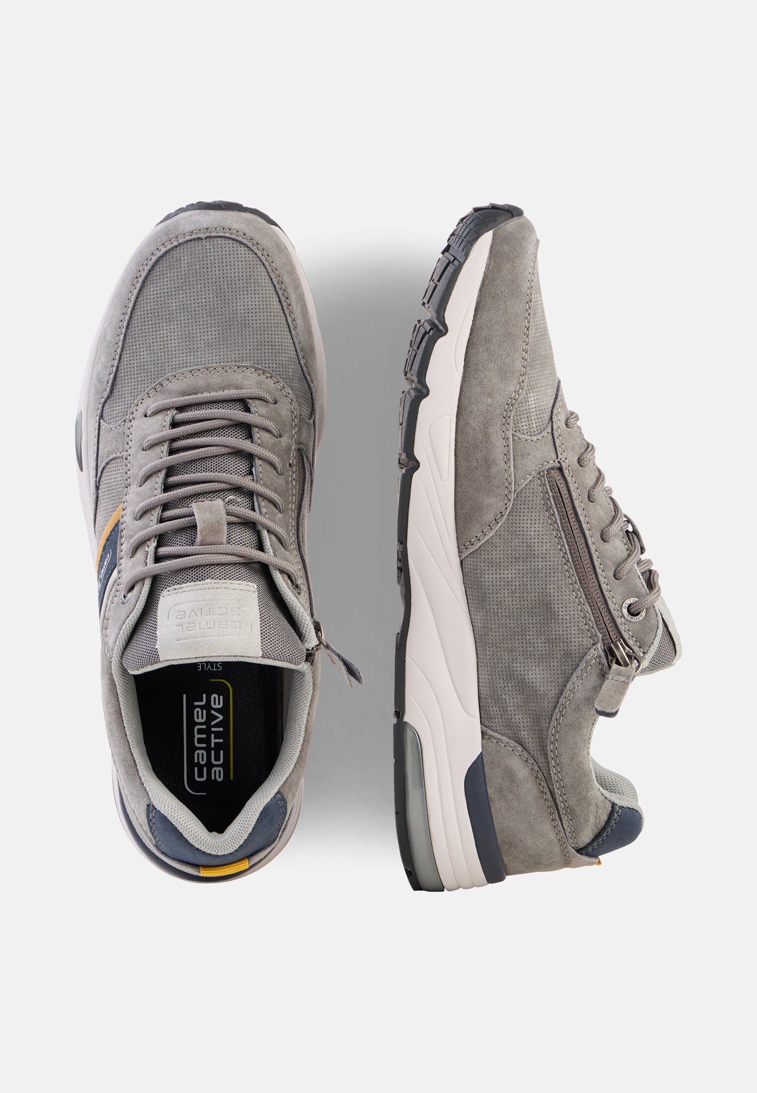 Men Low sneaker with inside zipper Grey frontal top