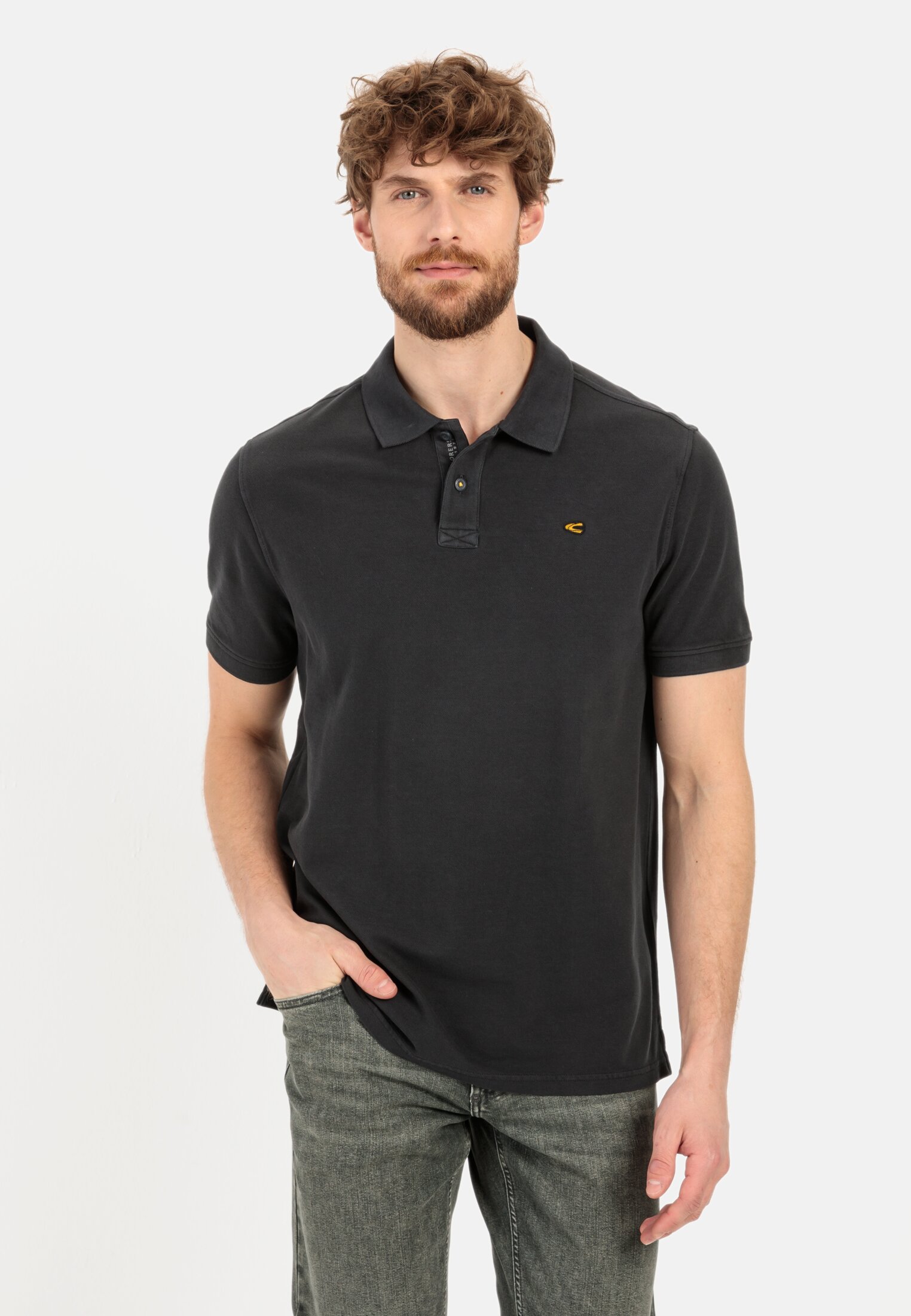 Heren Piqué poloshirt van gecertificeerd organic cotton Zwart gedragen voor