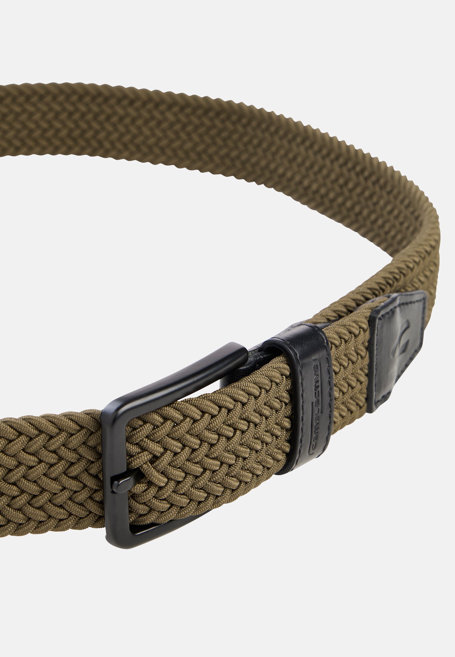 Heren Gevlochten riem met stretchfunctie Olijfgroen achter dichtbij