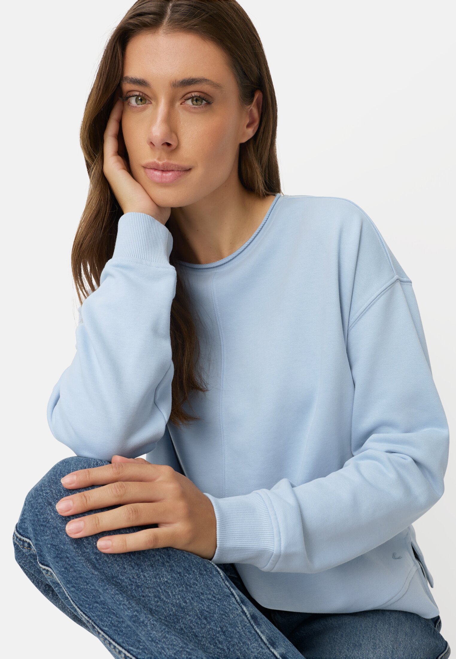 Vrouwen Sweatshirt van katoenmix Lichtblauw gedragen emotional