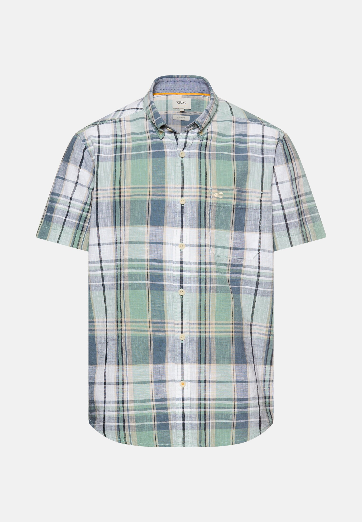 Men Check shirt made from 100% cotton Turquoise frontal front