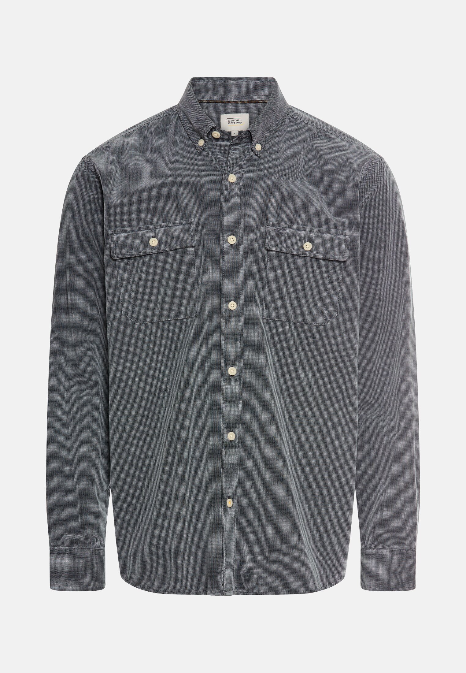 Men Long-sleeved shirt with patch pockets Ink blue frontal front