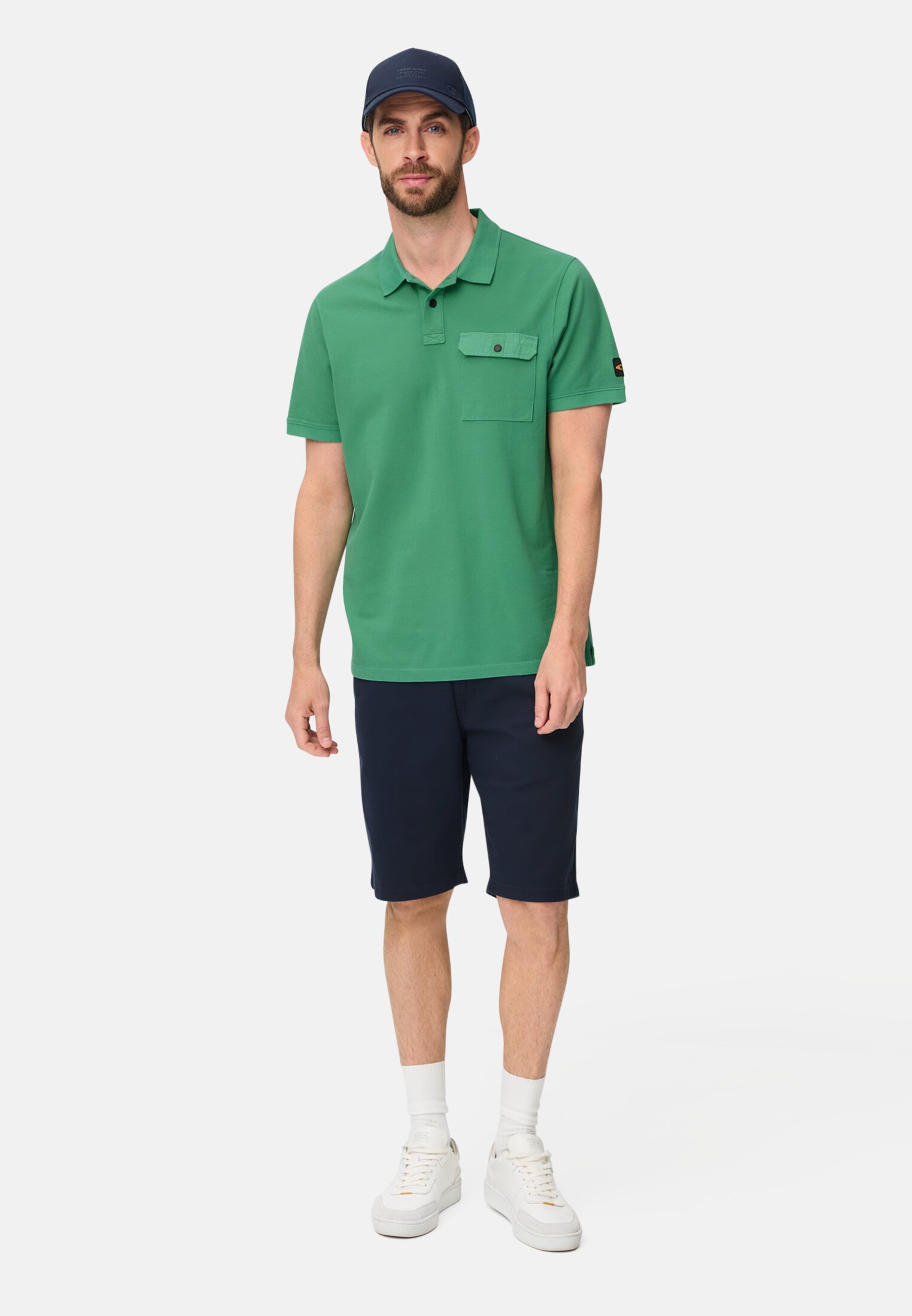 Men Polo shirt made of pure cotton Lagoon Green worn front full body