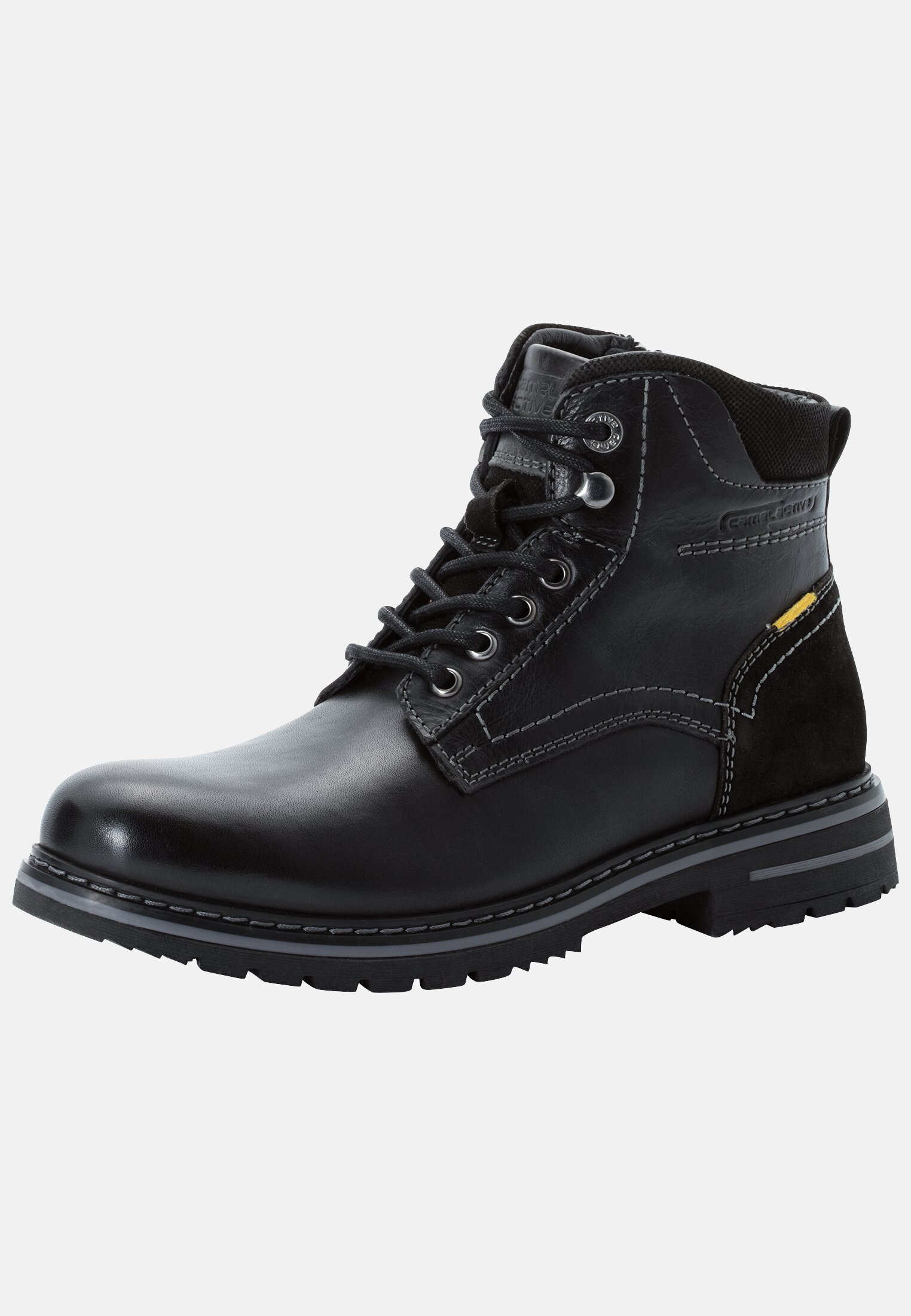 Men BOSTON leather boot Black frontal back