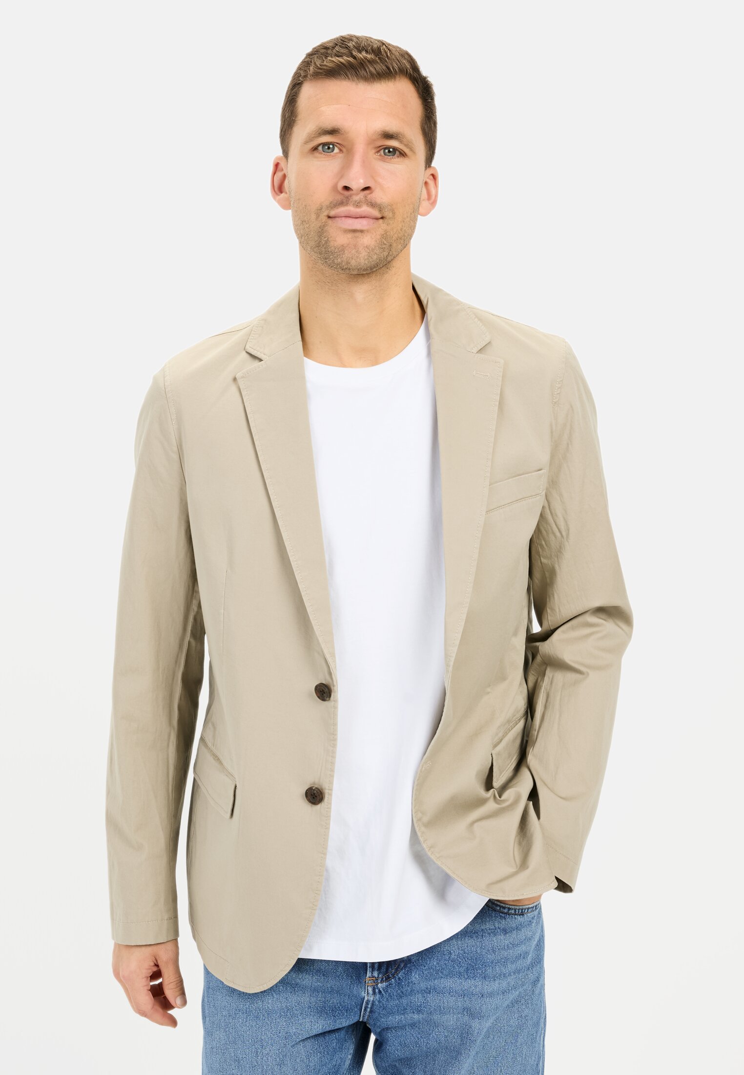 Men Casual blazer made from a cotton blend Beige worn front
