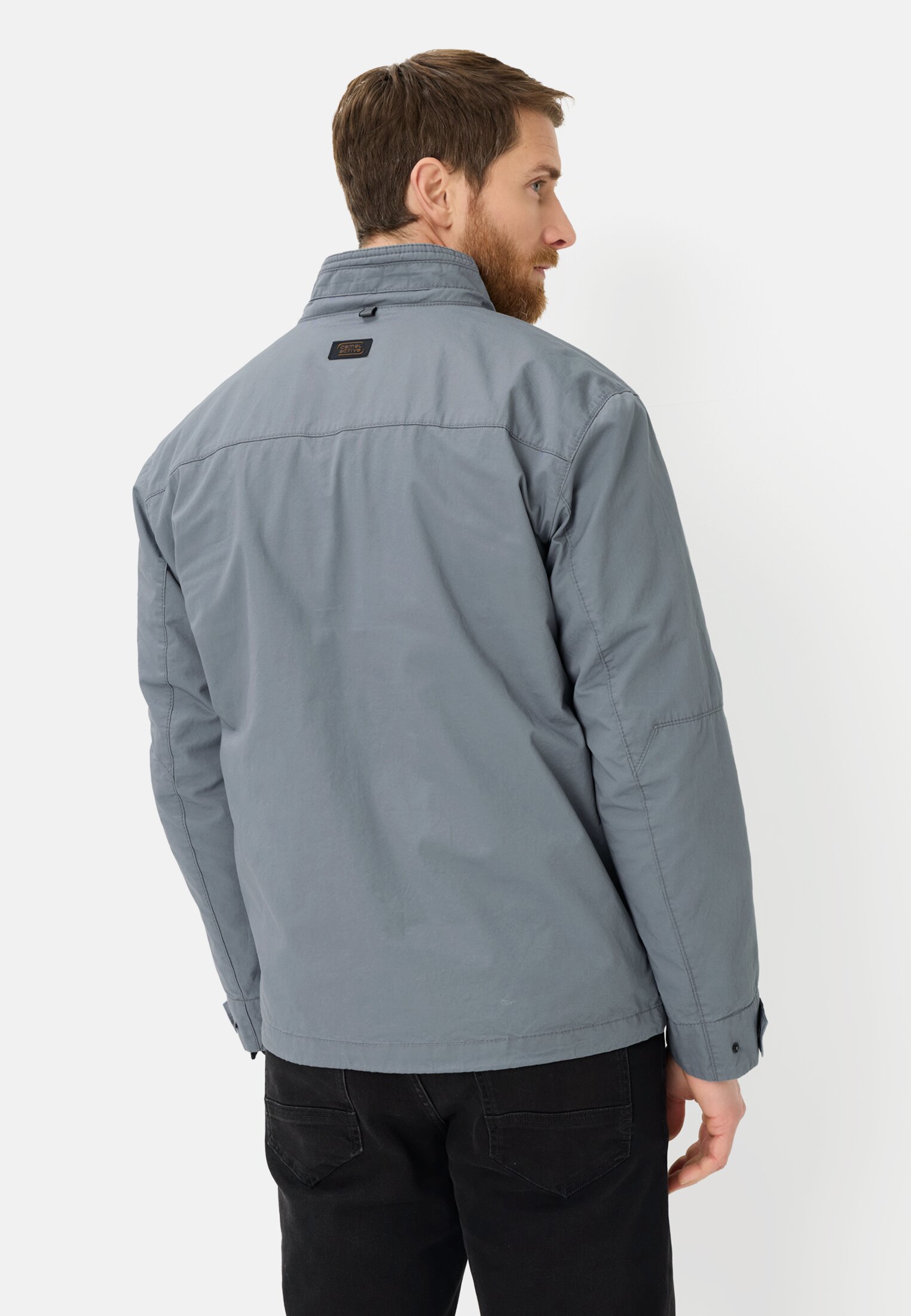 Heren Blouson met opstaande kraag Stormblauw gedragen achter