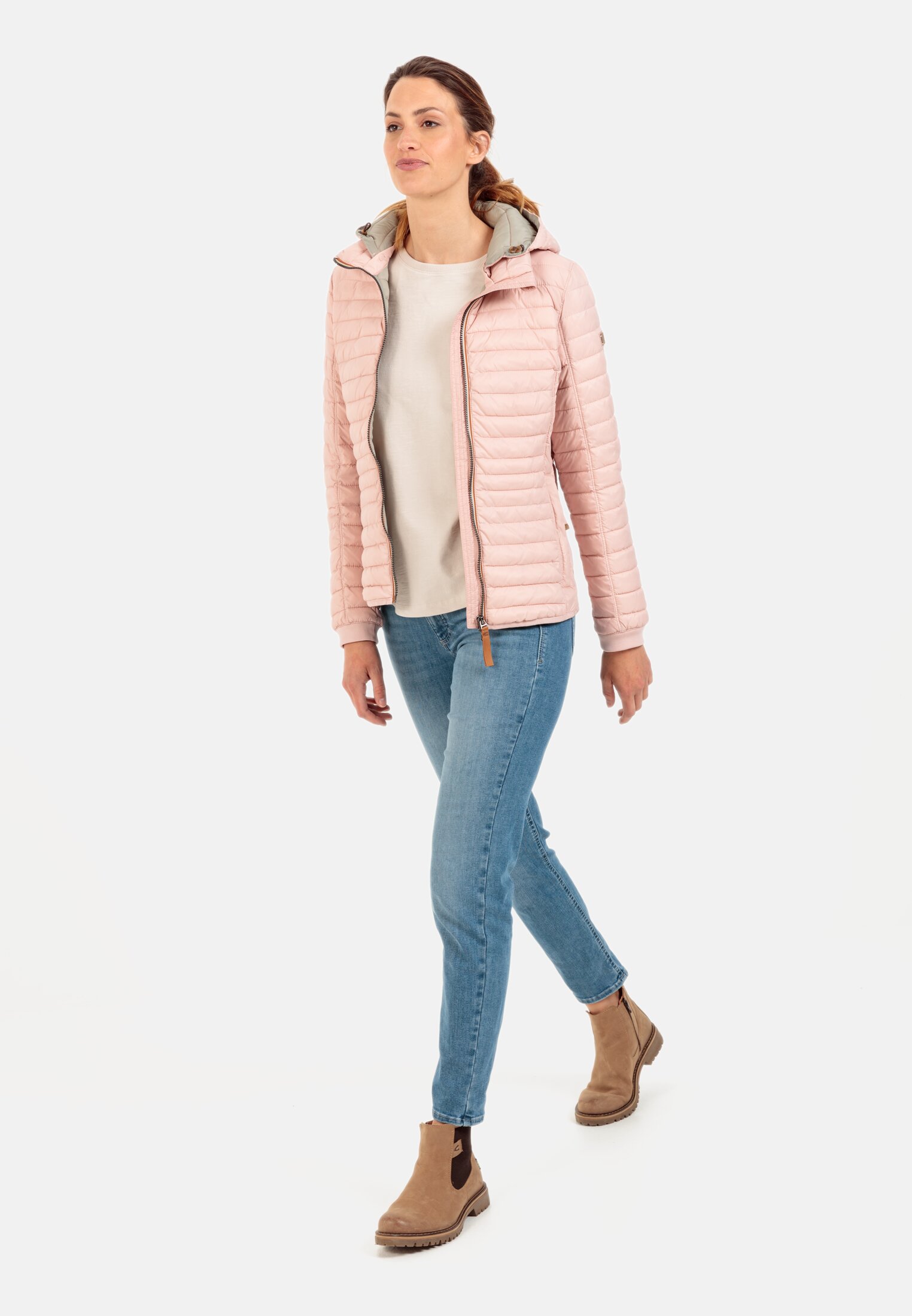 Women Lightly padded quilted jacket from recycled polyamide Rose worn front full body