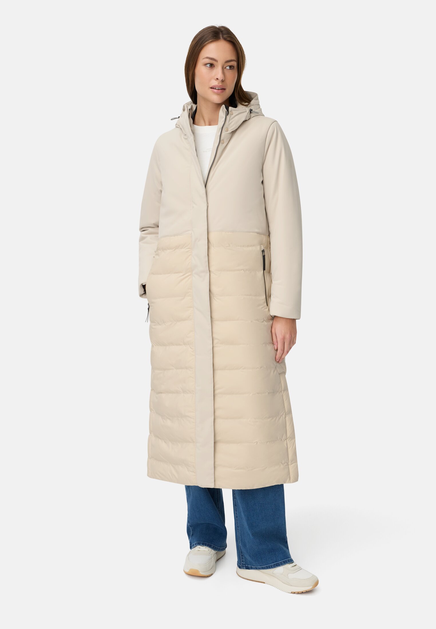 Damen Funktionaler Parka mit reflektierenden Details Eiche getragen vorn