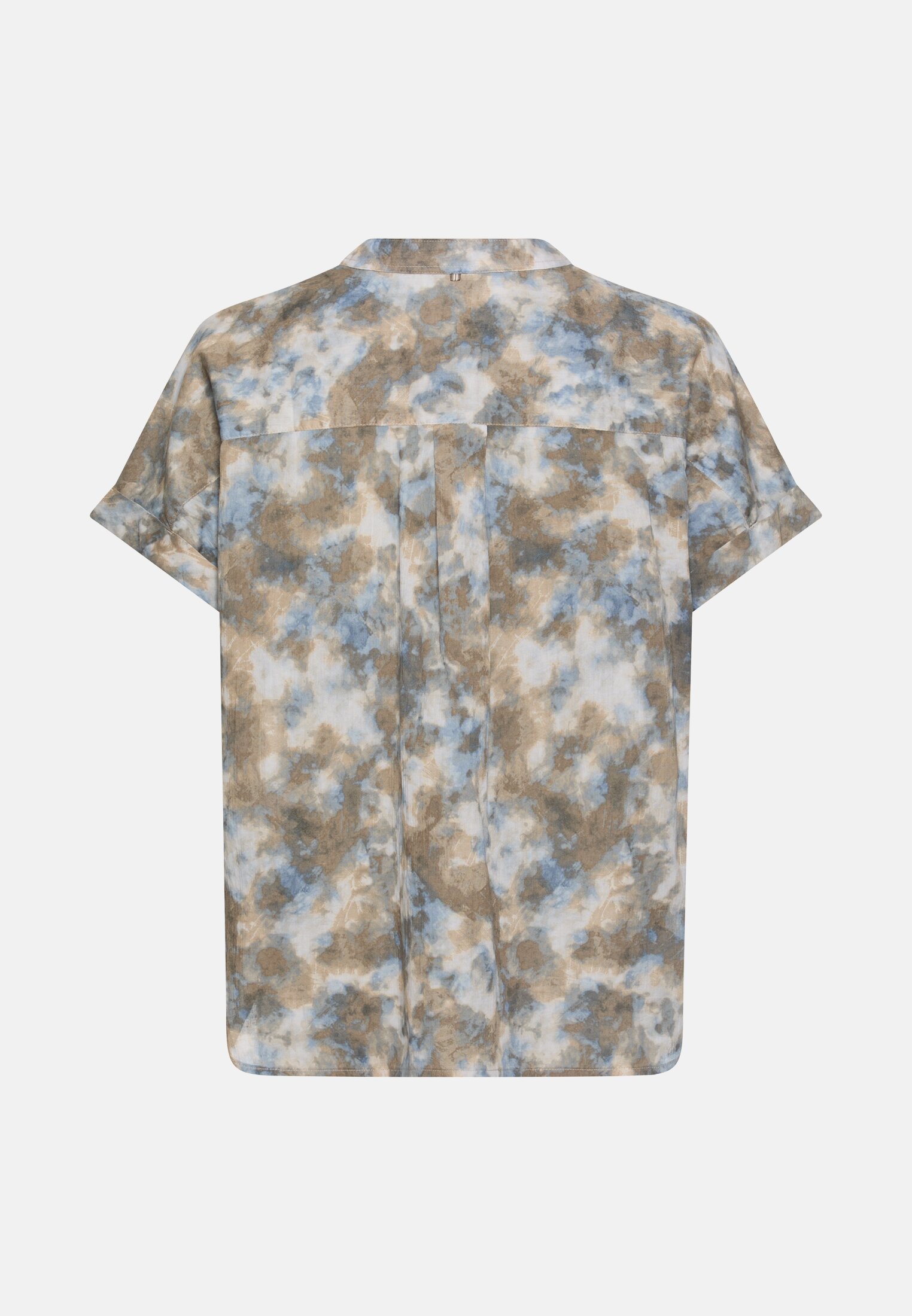 Women Cotton blouse with short sleeves Multicoloured frontal back