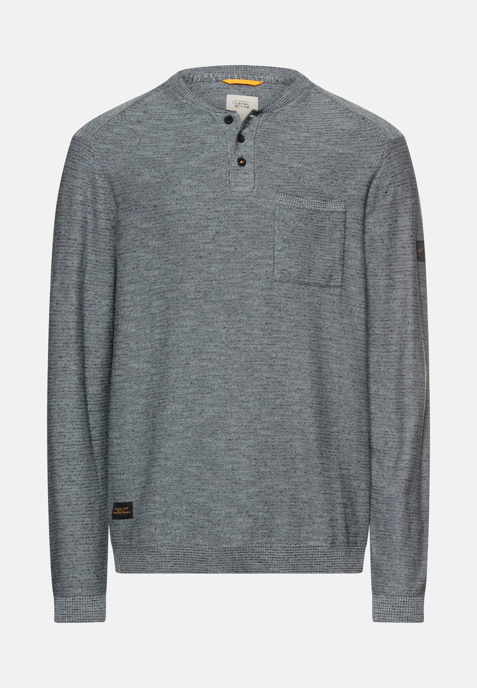 Heren Trui met knoopsluiting Stormblauw frontaal voor