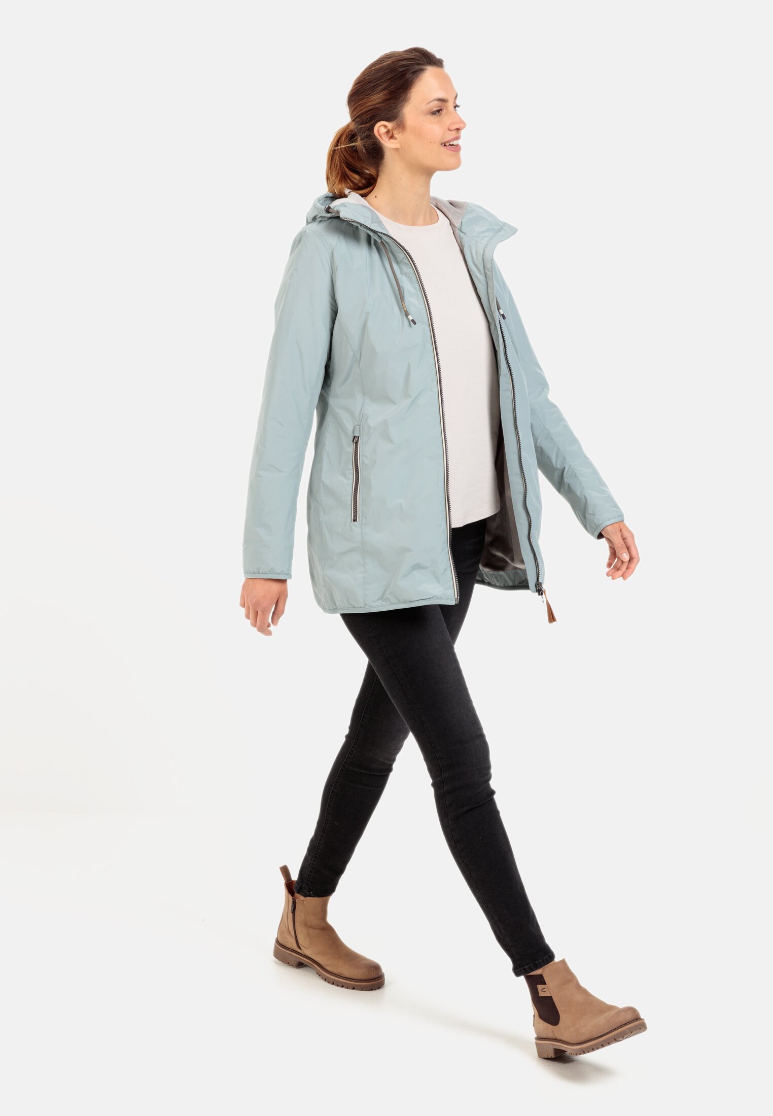 Langer Windbreaker für Damen in Blau-Grau | 34