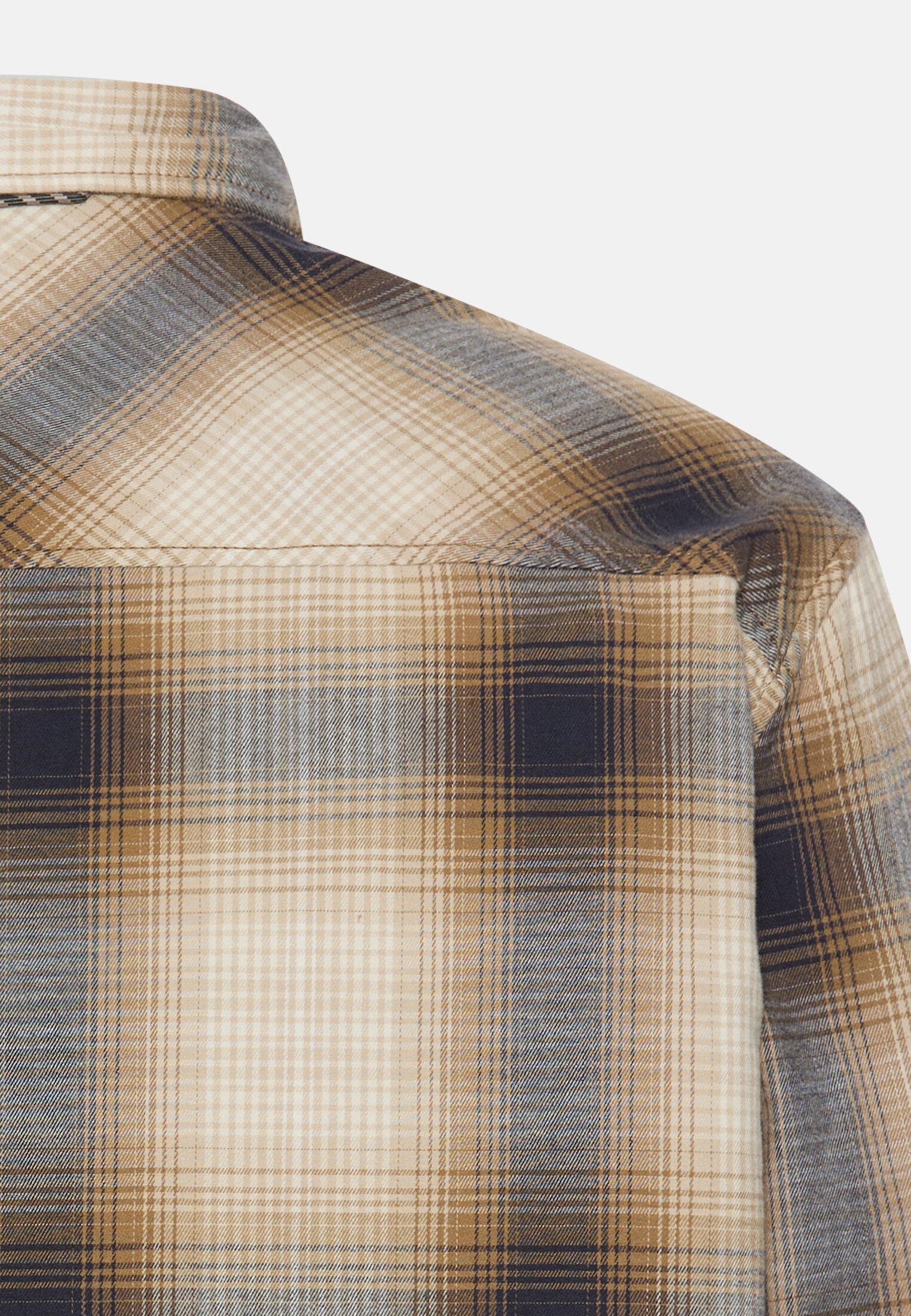 Men FleXXXactive© flannel shirt made of cotton Sepia brown close back