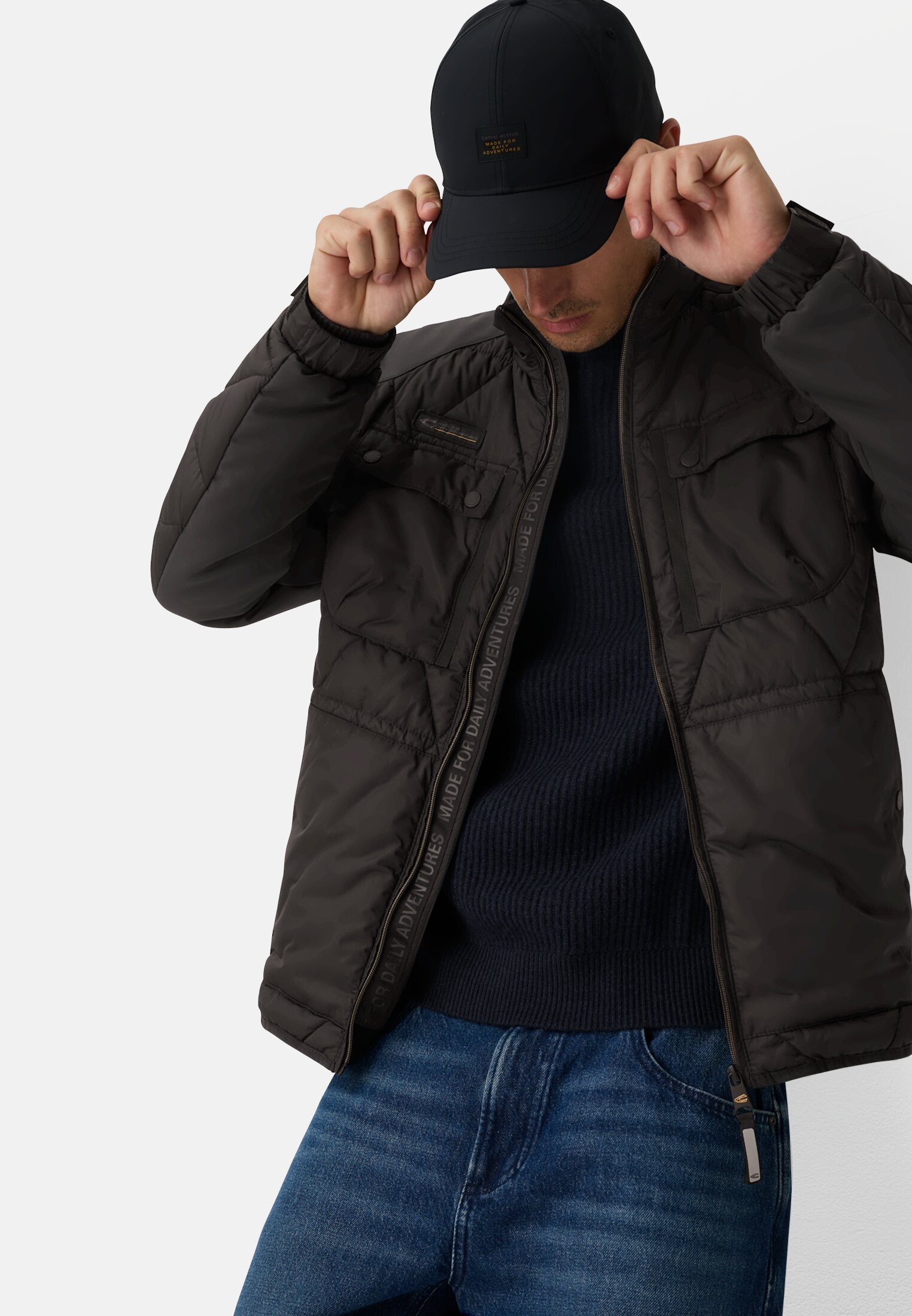 Men Blouson with water-repellent function Black worn emotional