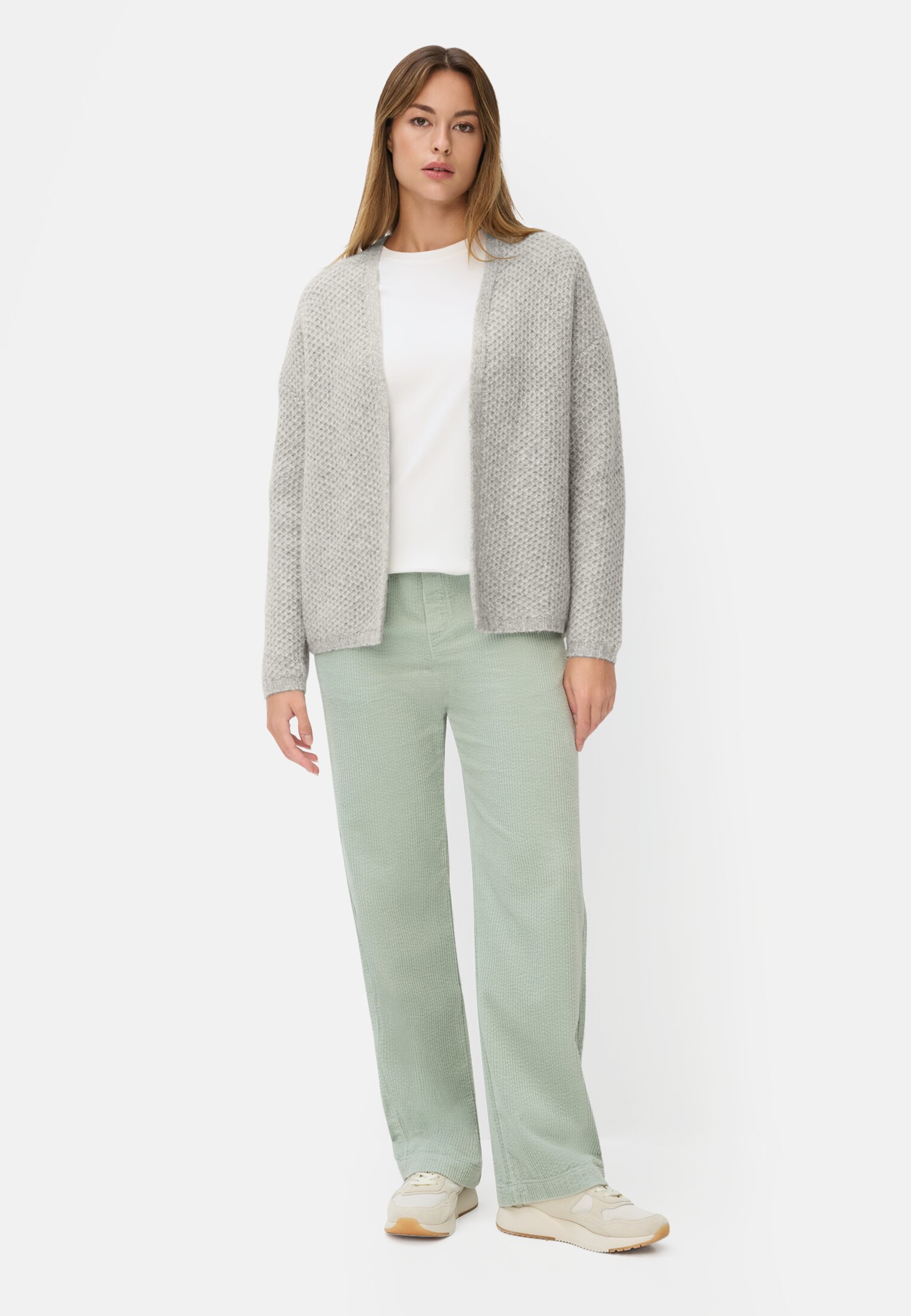 Vrouwen Vest met boxy pasvorm Grijs gedragen voor lichaam compleet