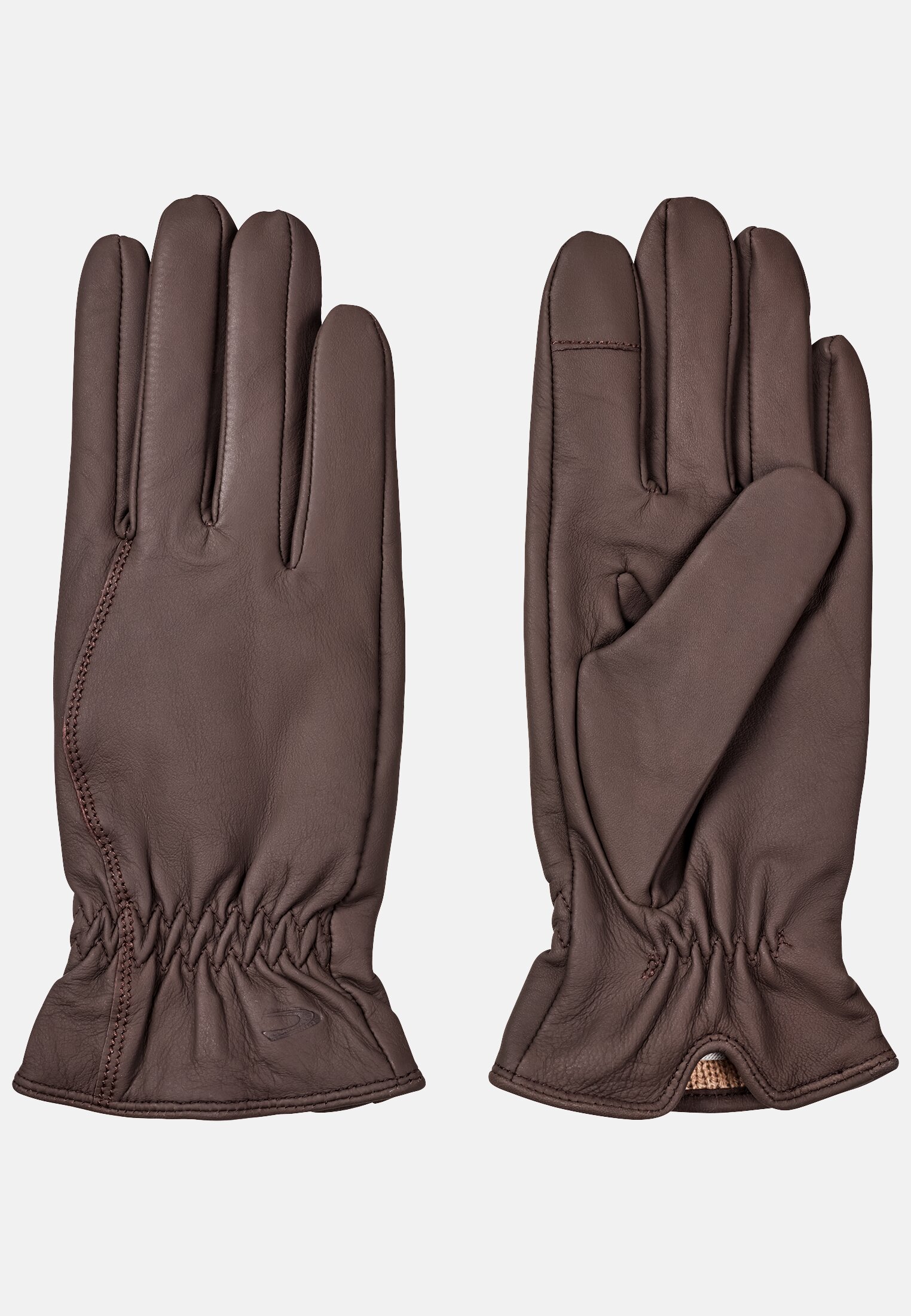 MI_308570-2G57-29_2G-00 Women Leather gloves with light knitted lining Brown frontal back