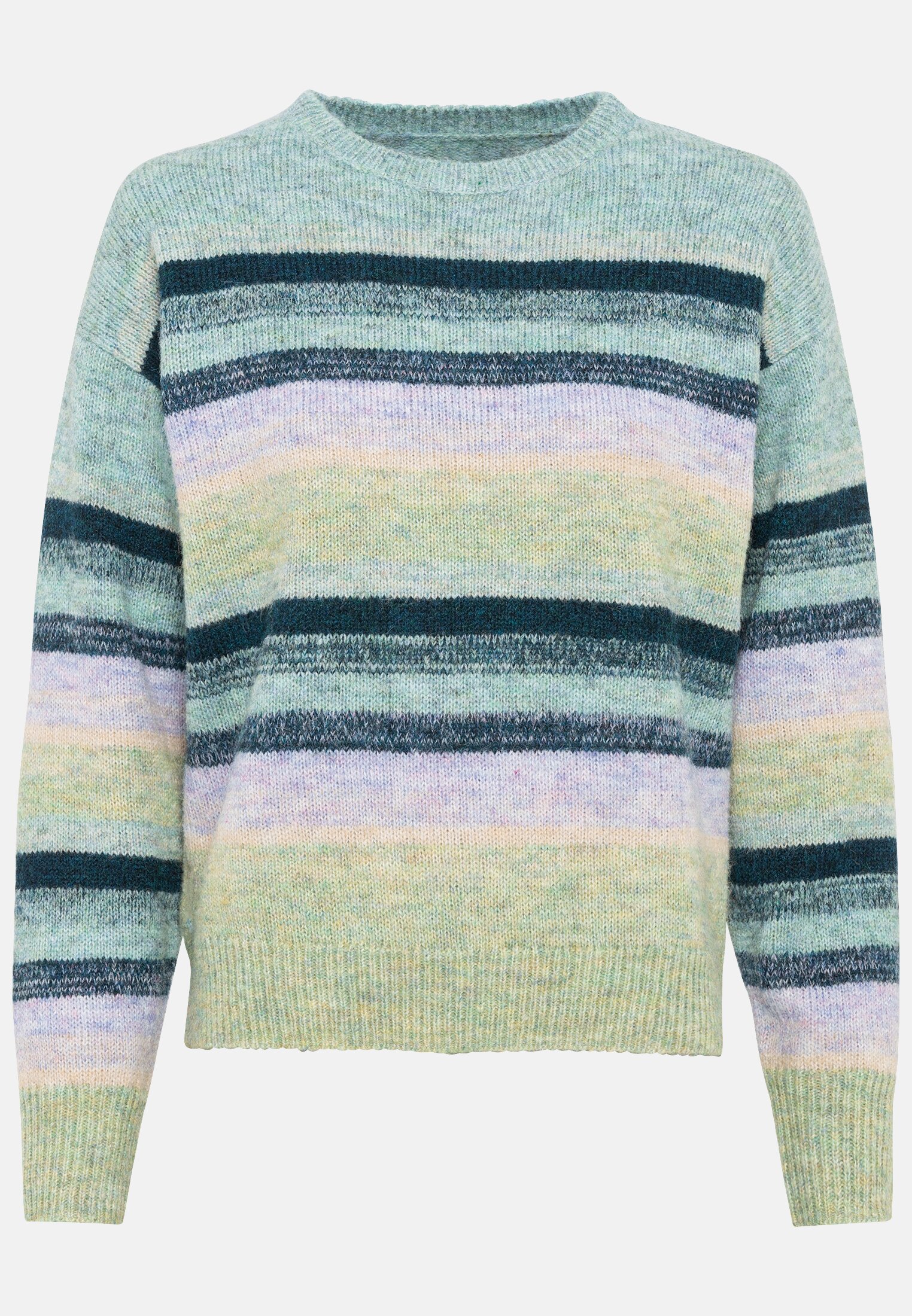 Damen Strickpullover aus recyceltem Materialmix Grün frontal vorn