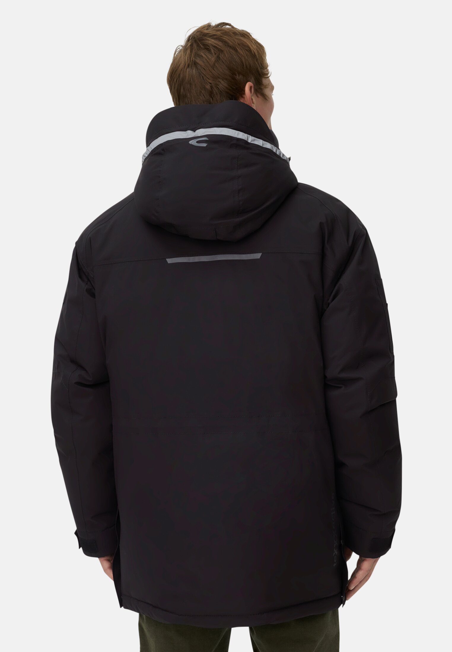 Herren teXXXactive® Jacke mit reflektierenden Details Schwarz getragen hinten