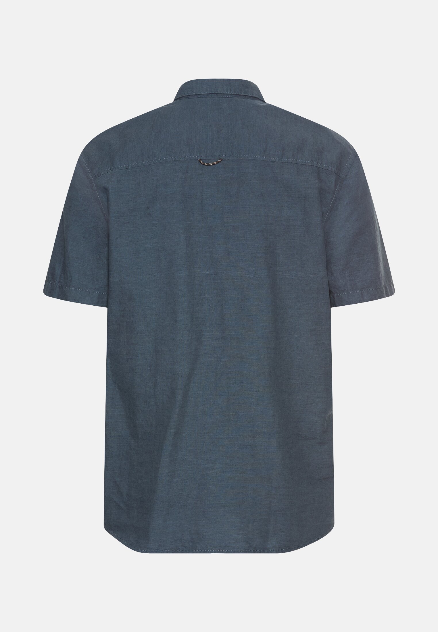 Herren Shirt aus Leinen und Baumwolle mit Button-Down-Kragen Tintenblau frontal hinten