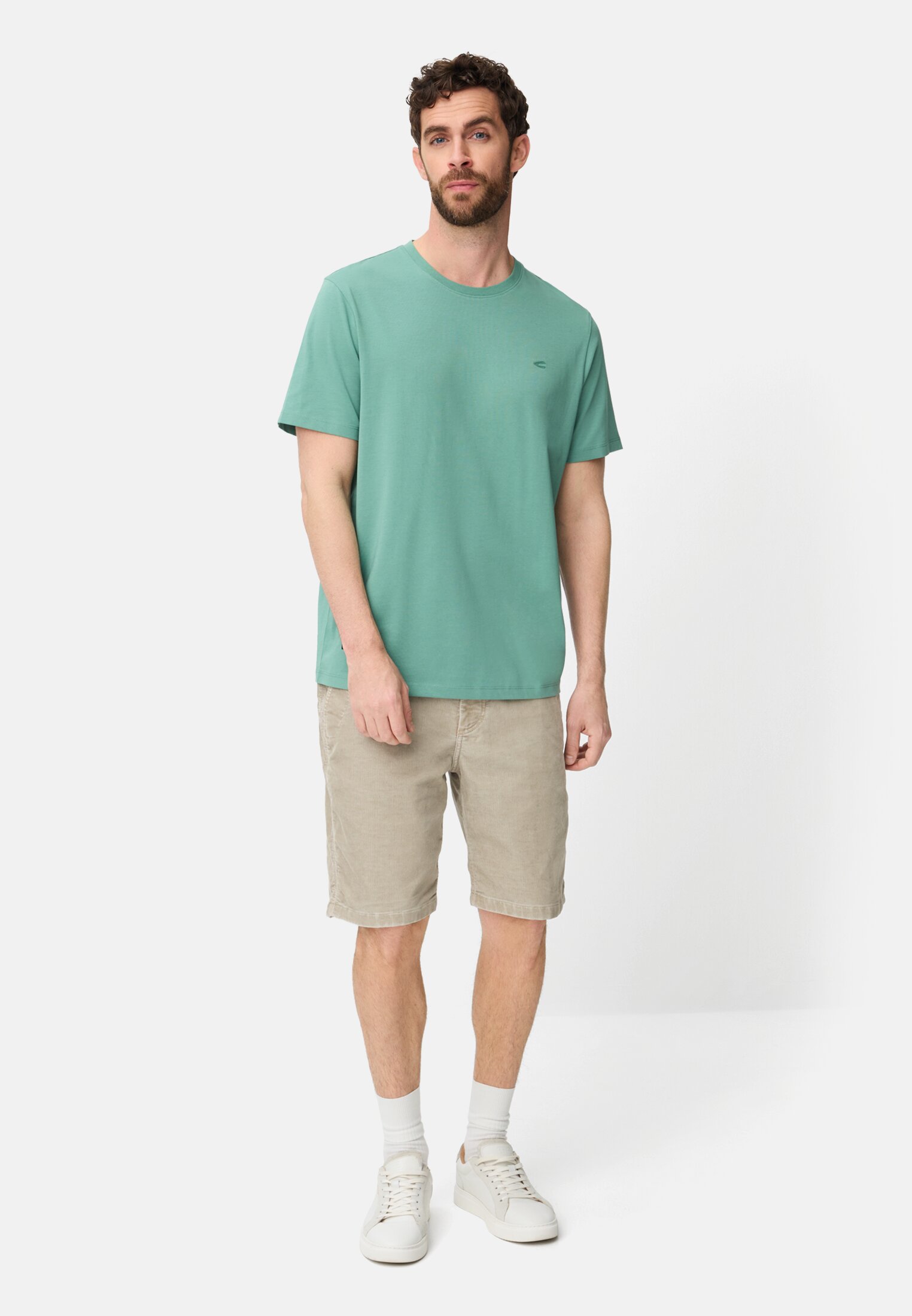 Heren fleXXXactive® T-shirt met ronde hals Lagunengroen gedragen voor lichaam compleet