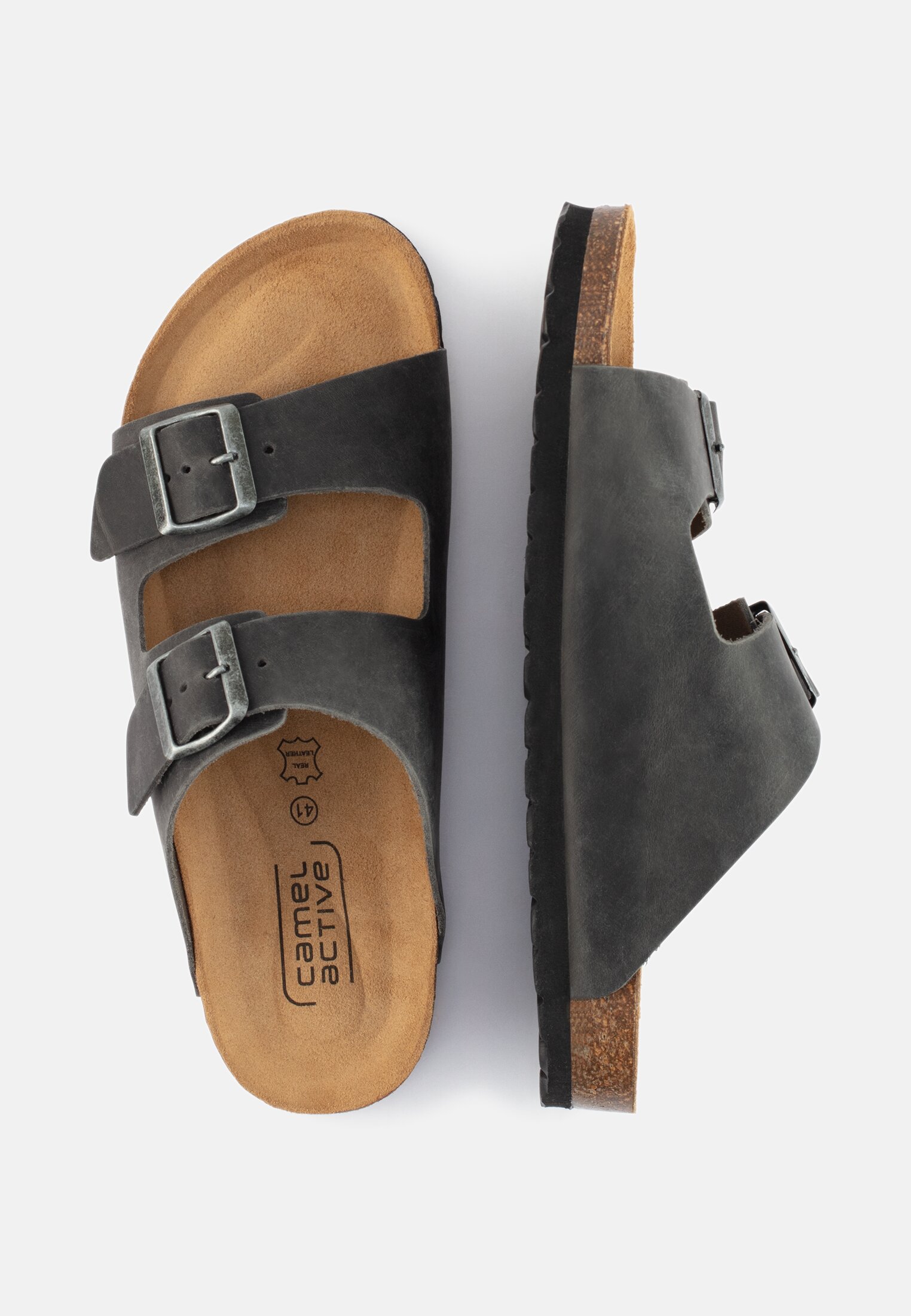 MI_54BOA01-0400-230_1G-00 Herren Sandalen aus Rindsleder Schwarz frontal oben