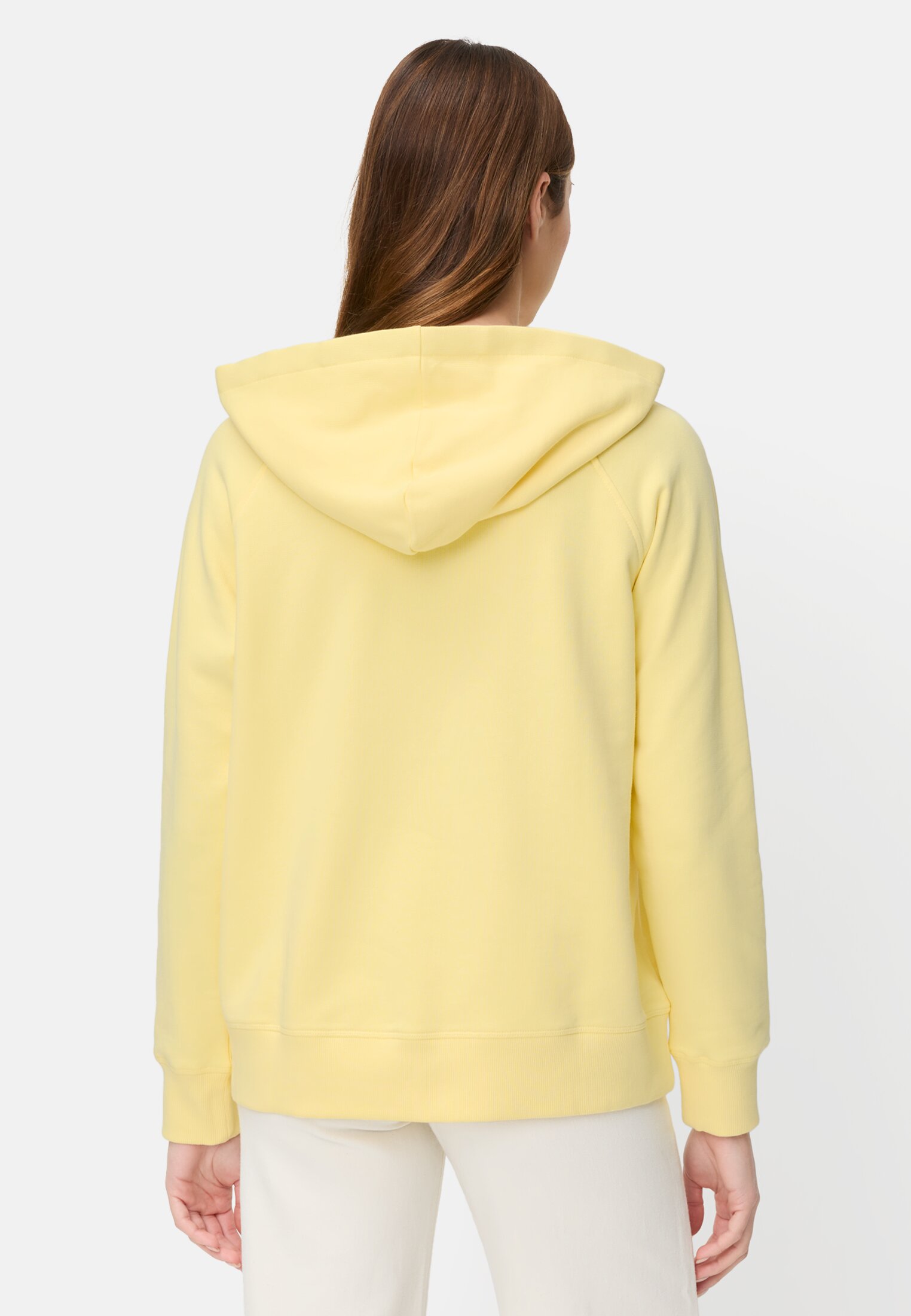 Women Hoodie made of pure cotton Lemon Yellow worn back