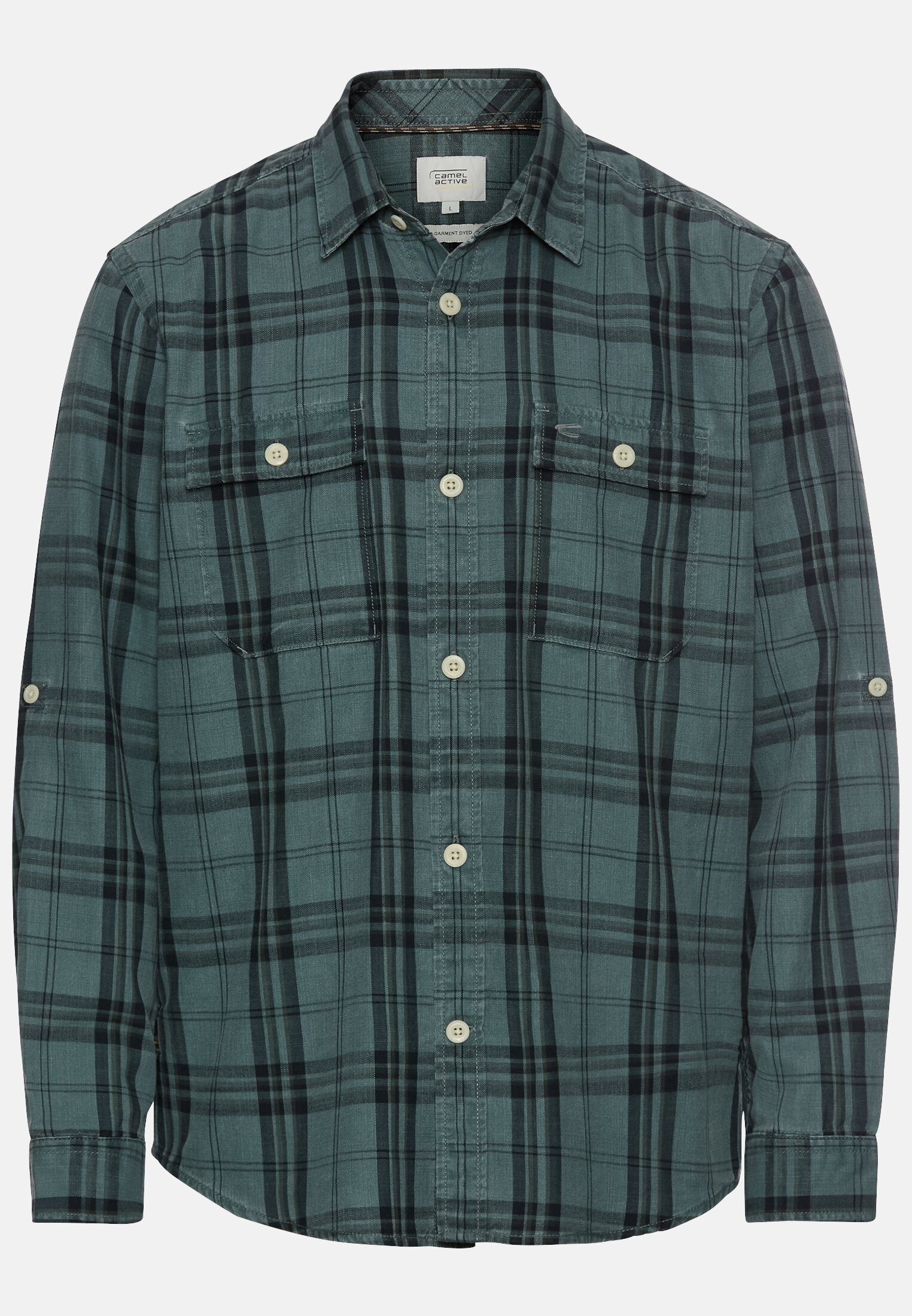 Men Checked shirt made of pure cotton Dark Green frontal front