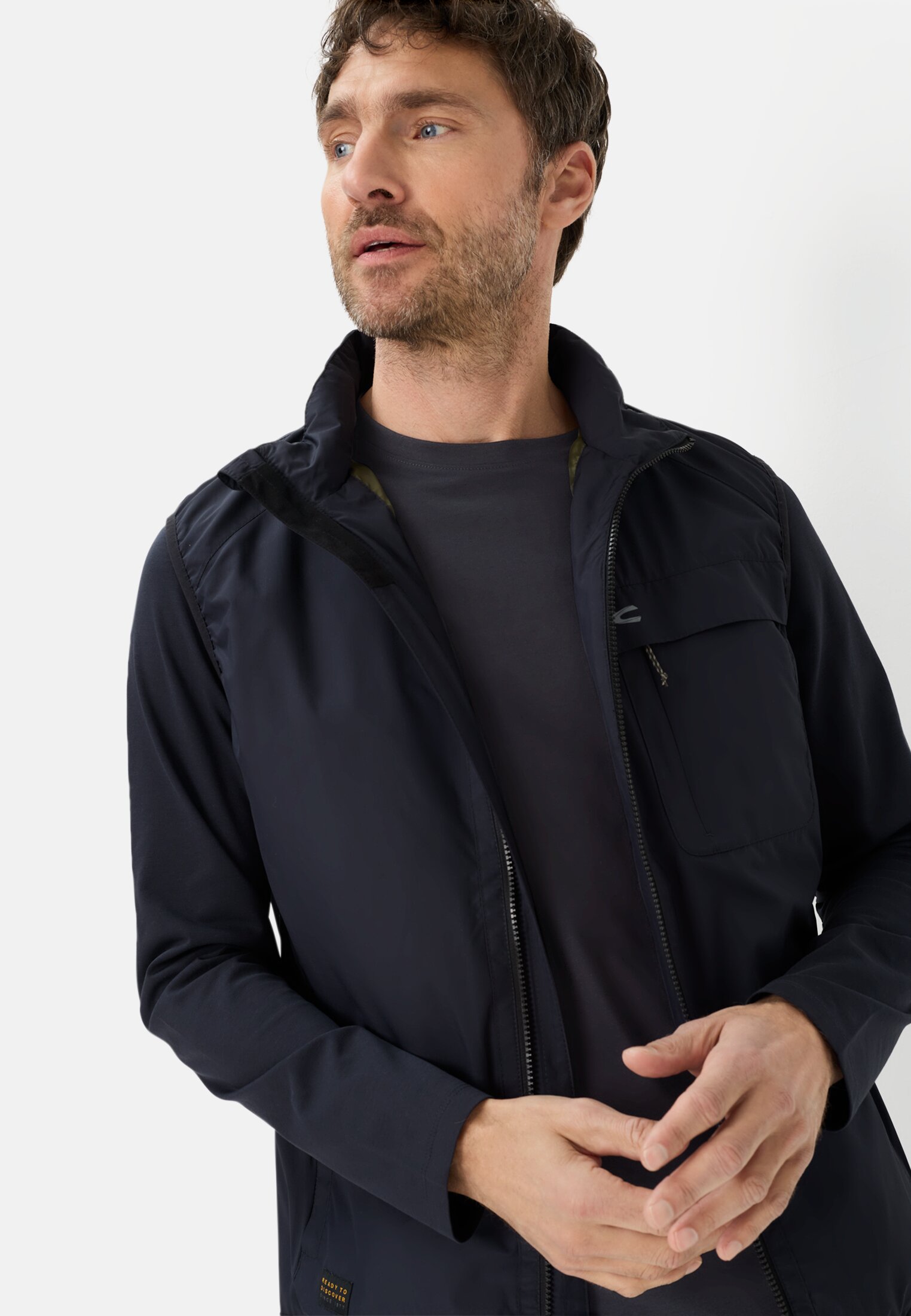 Heren fleXXXactive® Longsleeve met ronde hals Donkerblauw gedragen emotional