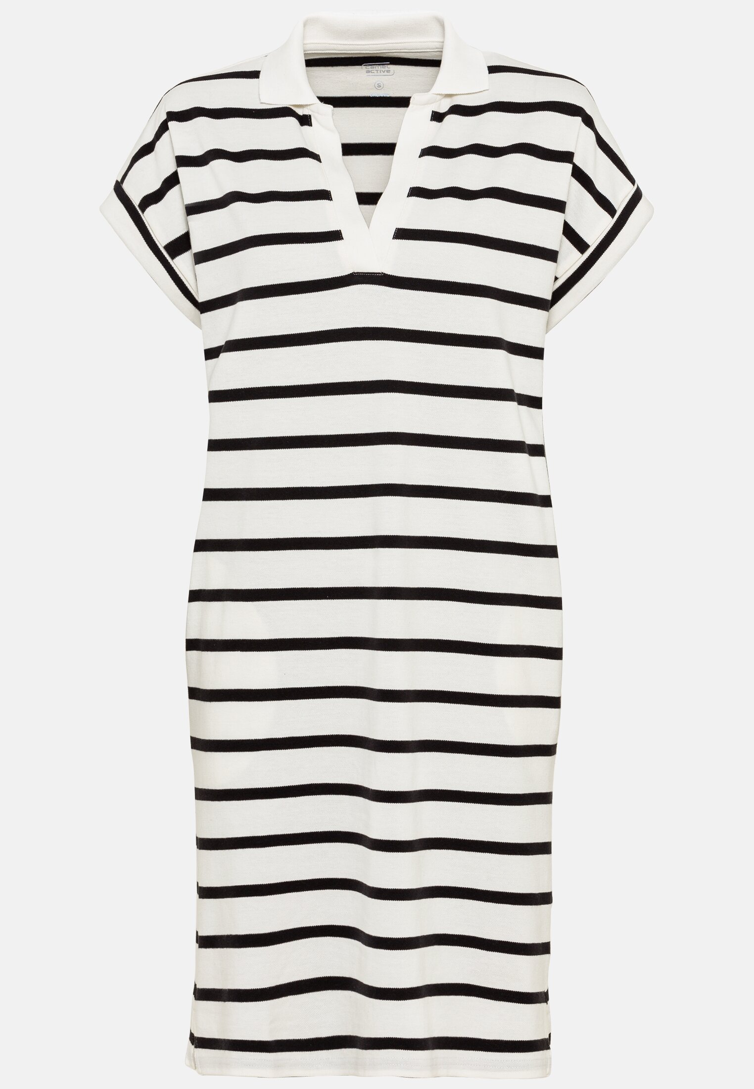 Damen Polo Kleid aus Piqué Baumwolle Weiß-Blau frontal vorn